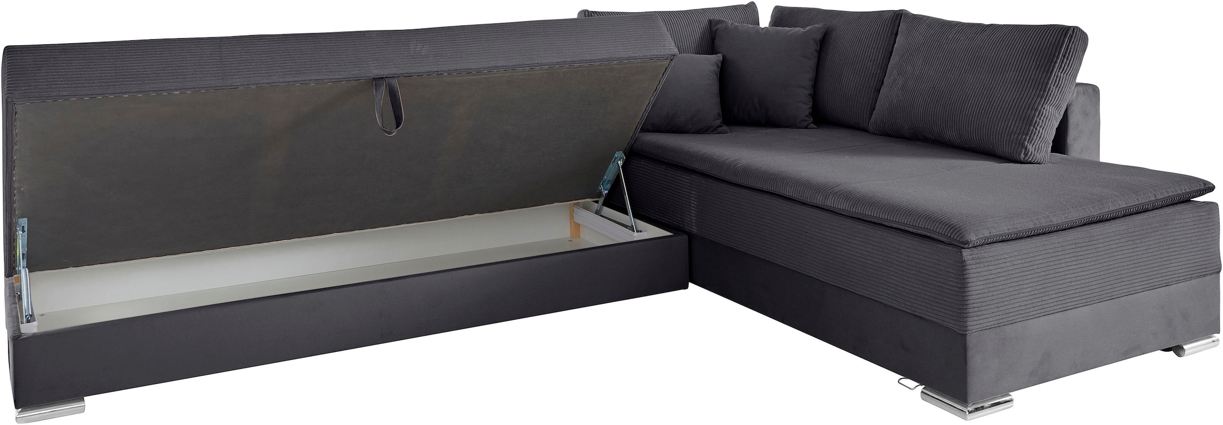 INOSIGN Canapé d'angle »Night & Day L-Form, B: 324 cm« mit Bettfunktion, Bettkasten & 3 Zierkissen, Boxspringbett 180x200 cm