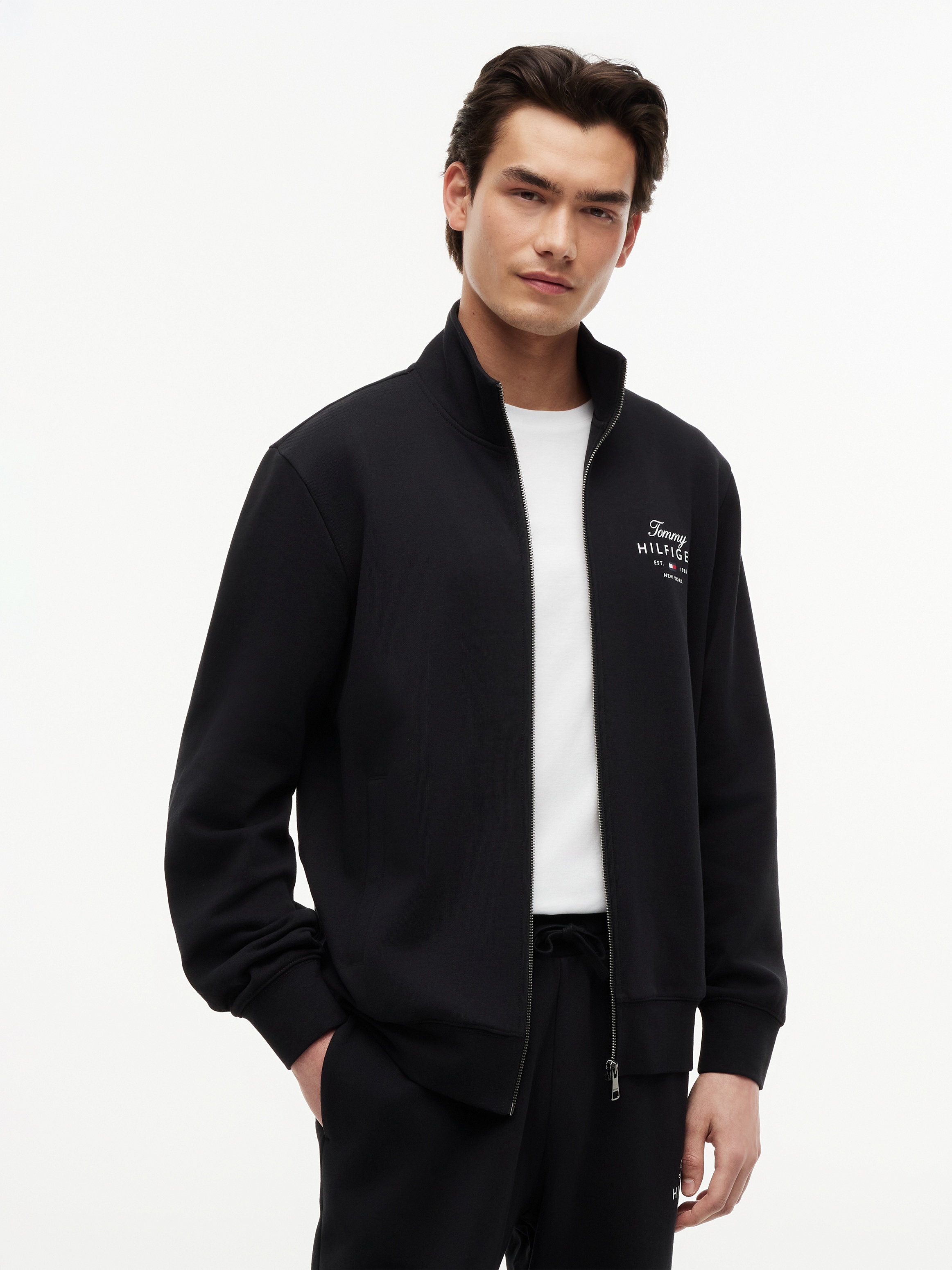 Tommy Hilfiger Sweatjacke »SCRIPT STACK FZ STAND COLLAR«