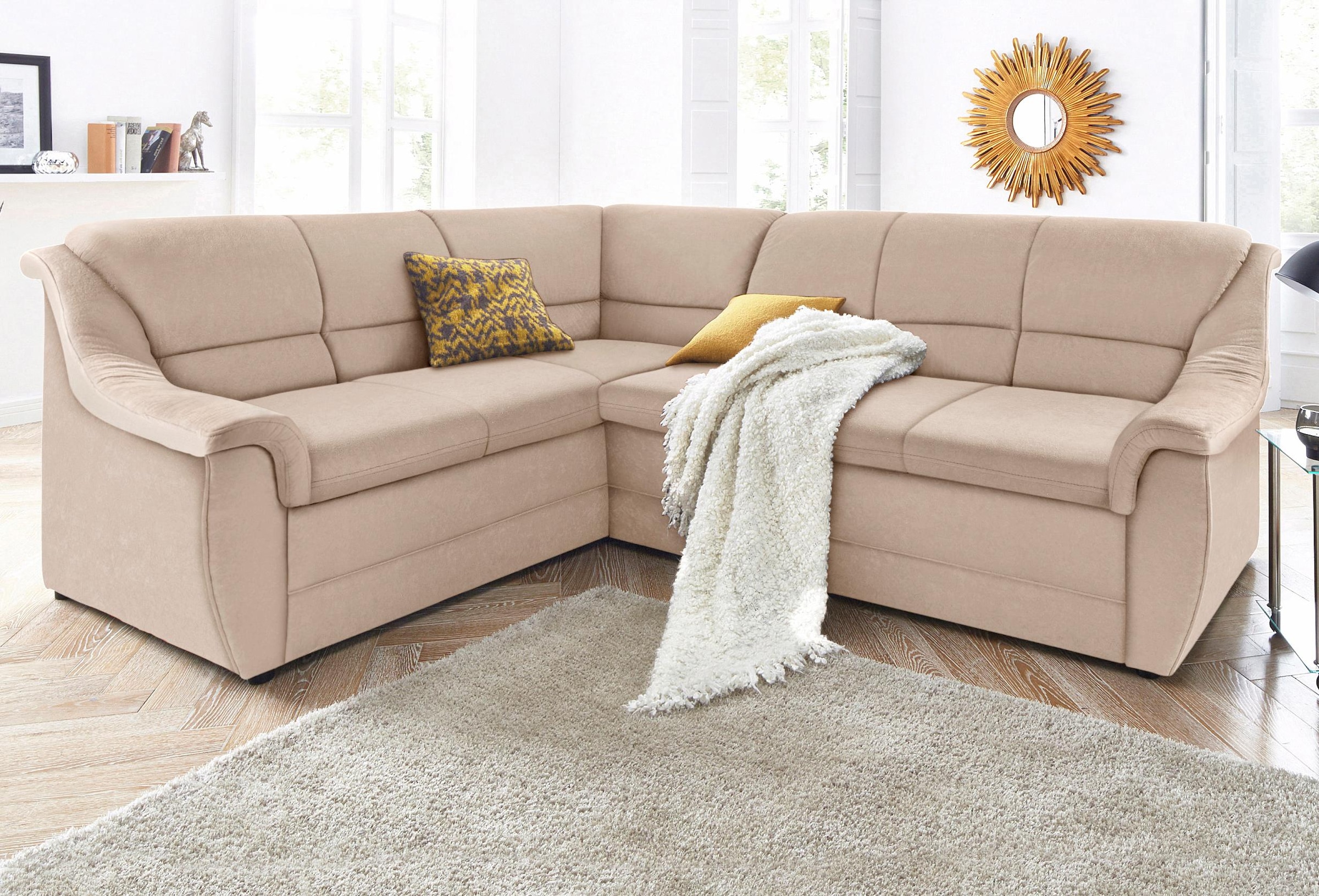 Image of DOMO collection Ecksofa "Lale zeitlose Formensprache, komfortabel, Breite 251cm, L-Form" mit langem Schenkel, wahlweise mit Bettfunktion