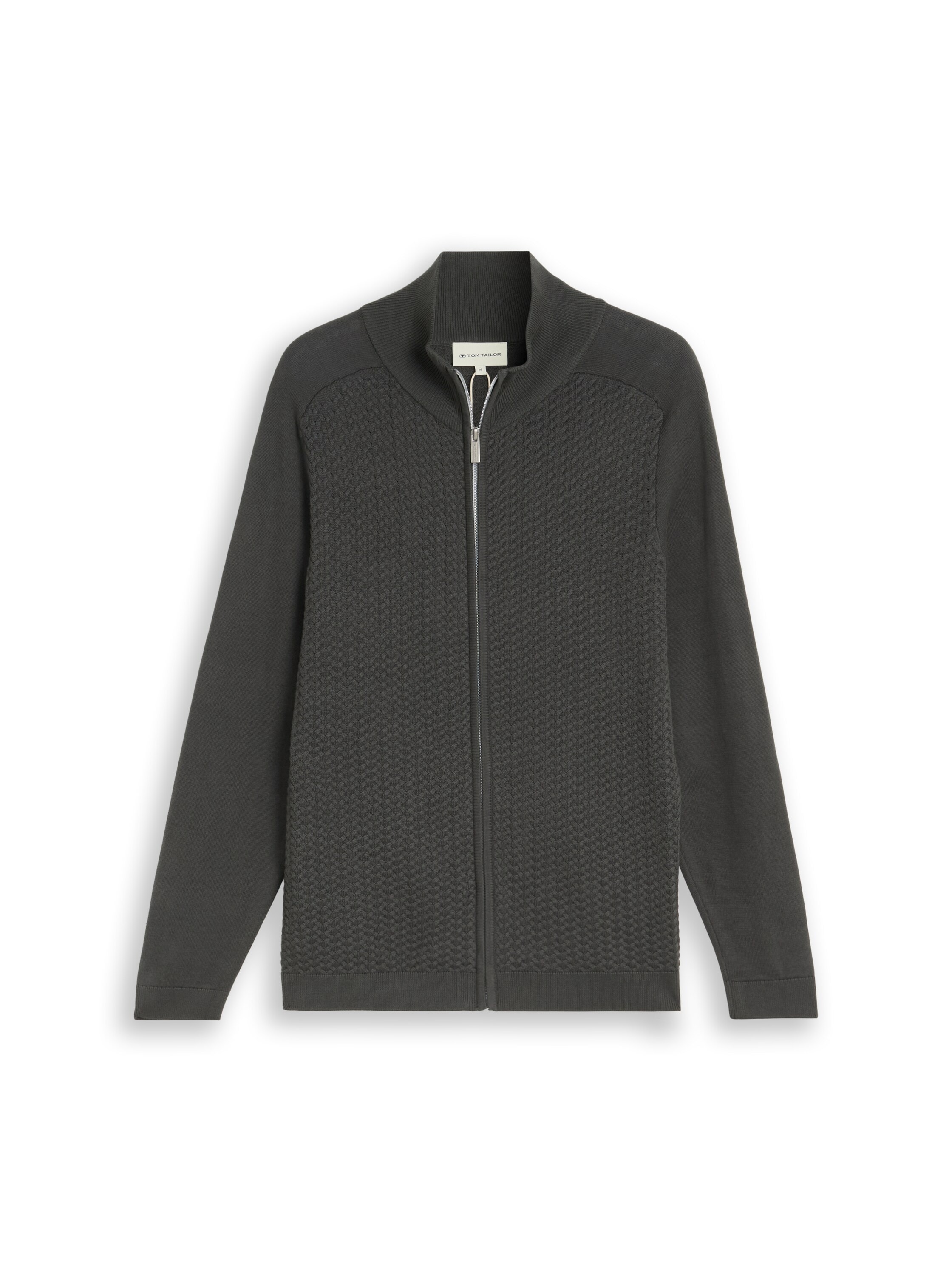 TOM TAILOR Veste en tricot avec col montant et motif torsadé fin