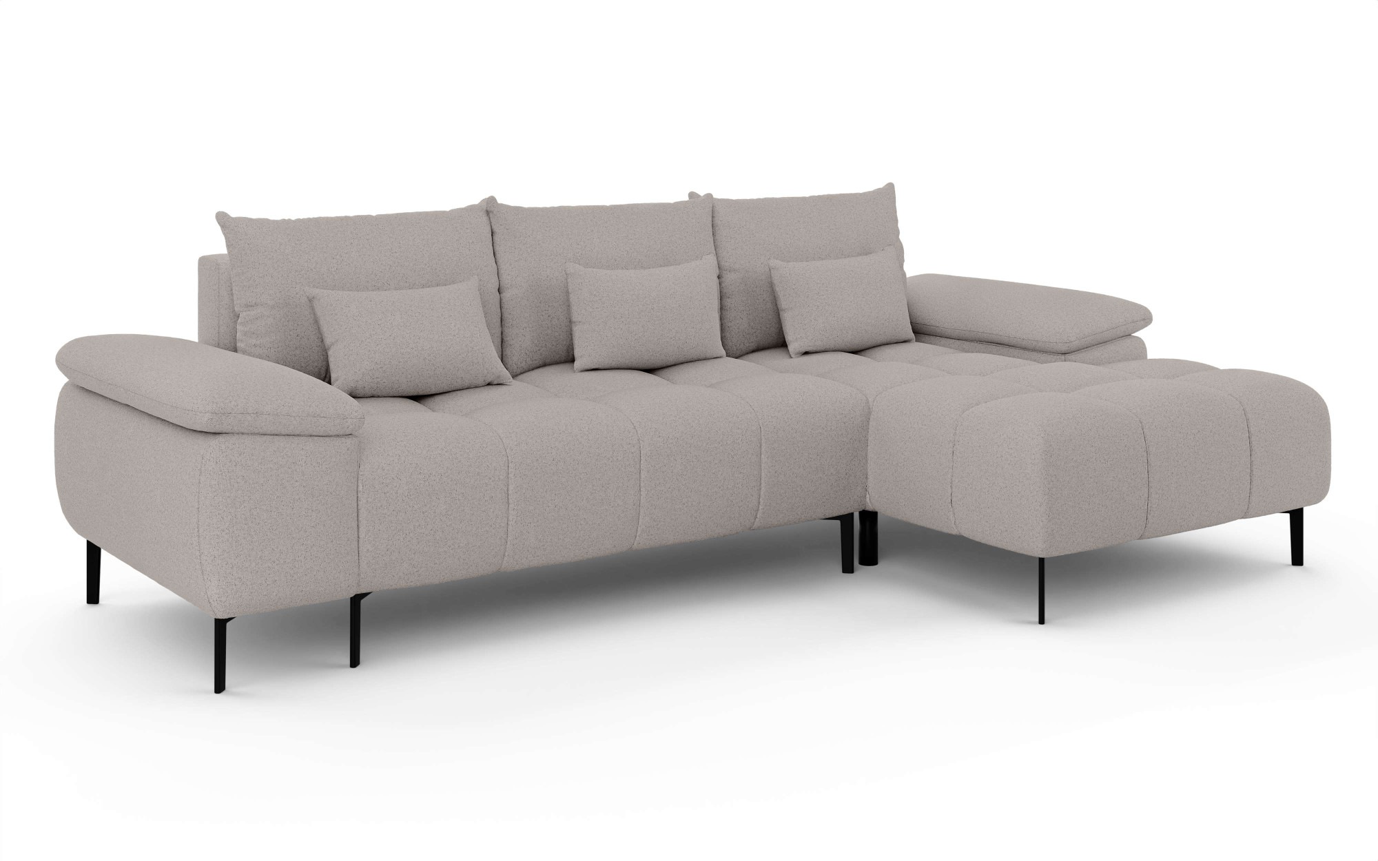 INOSIGN Ecksofa »DROMARA Schlafsofa mit Bettkasten, Masse: B/T/H 277/141/91 cm«, L-Form mit Recamiere rechts/links bestellbar, Wellenunterfederung