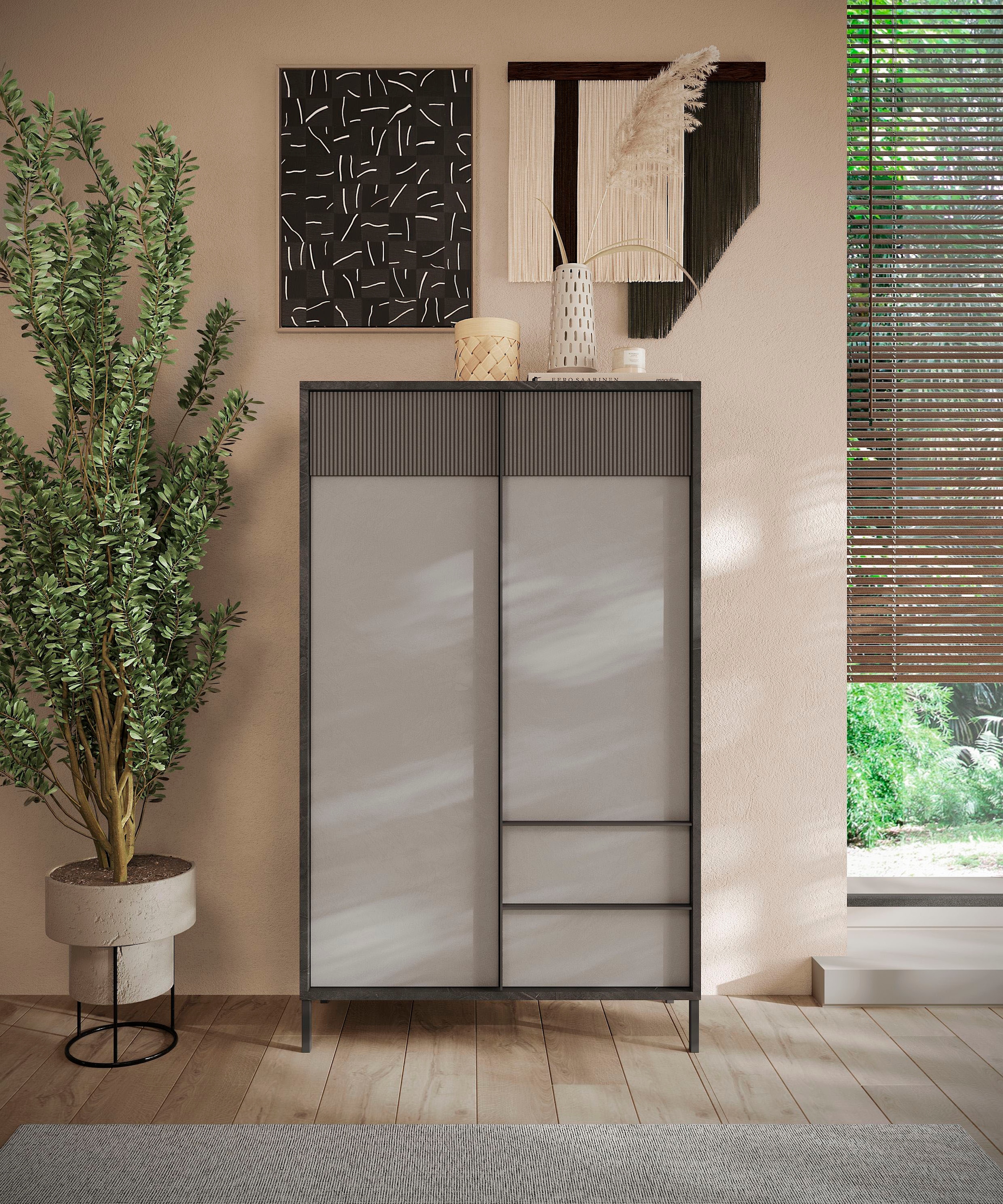 Image of Home affaire Highboard "Everest Höhe 177 cm, Kommode mit 2 Türen u. 2 Schubkästen" Sideboard, Schrank, Soft/Self Closing, Korpus 22 mm