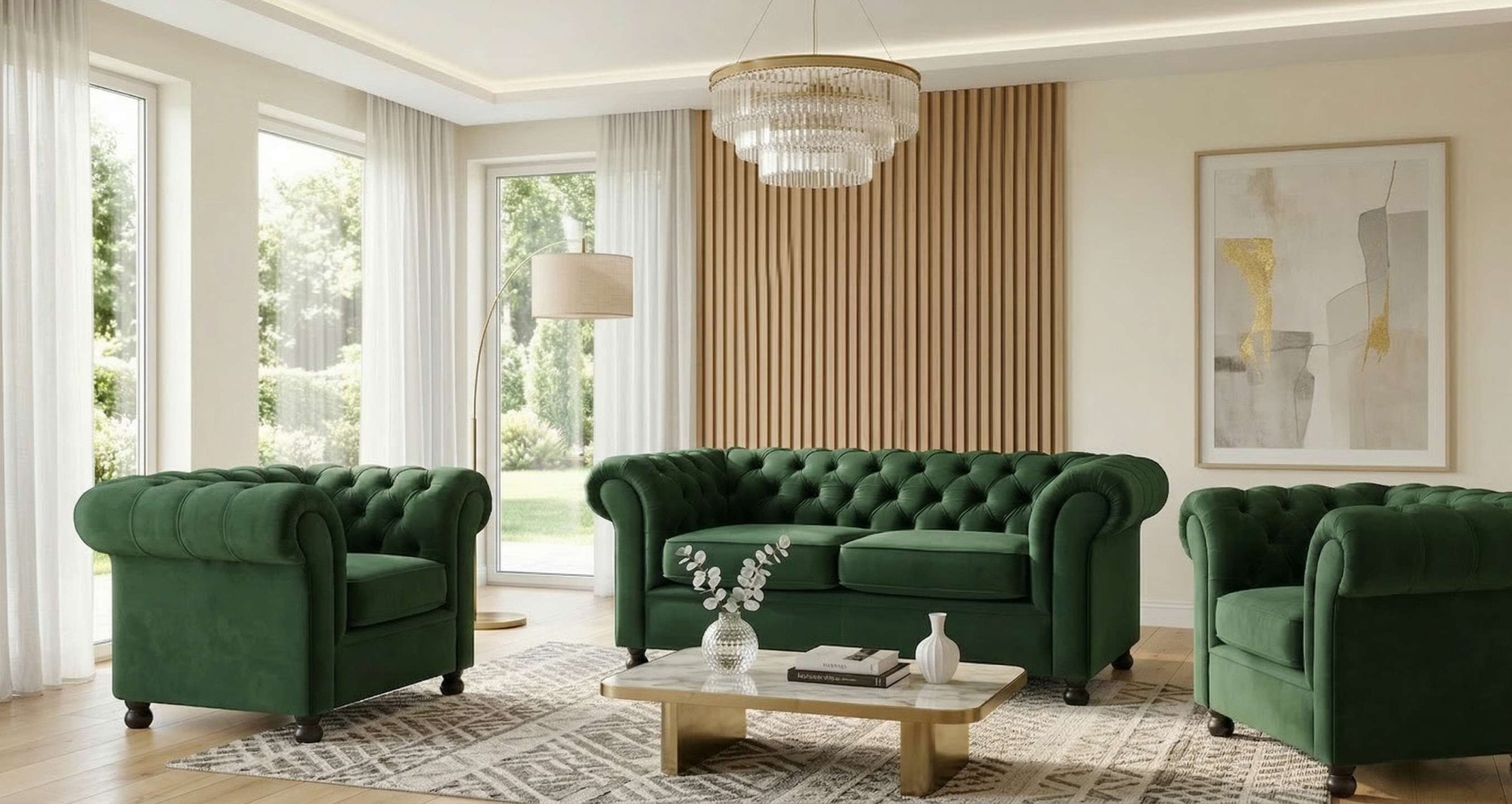 Home affaire 3-places »BRONNOY Chesterfield Sofa mit aufwendiger Knopfheftung, Breite 193 cm« Sofa mit geschwungenen Armlehnen, Chesterfield-Optik, Glamour