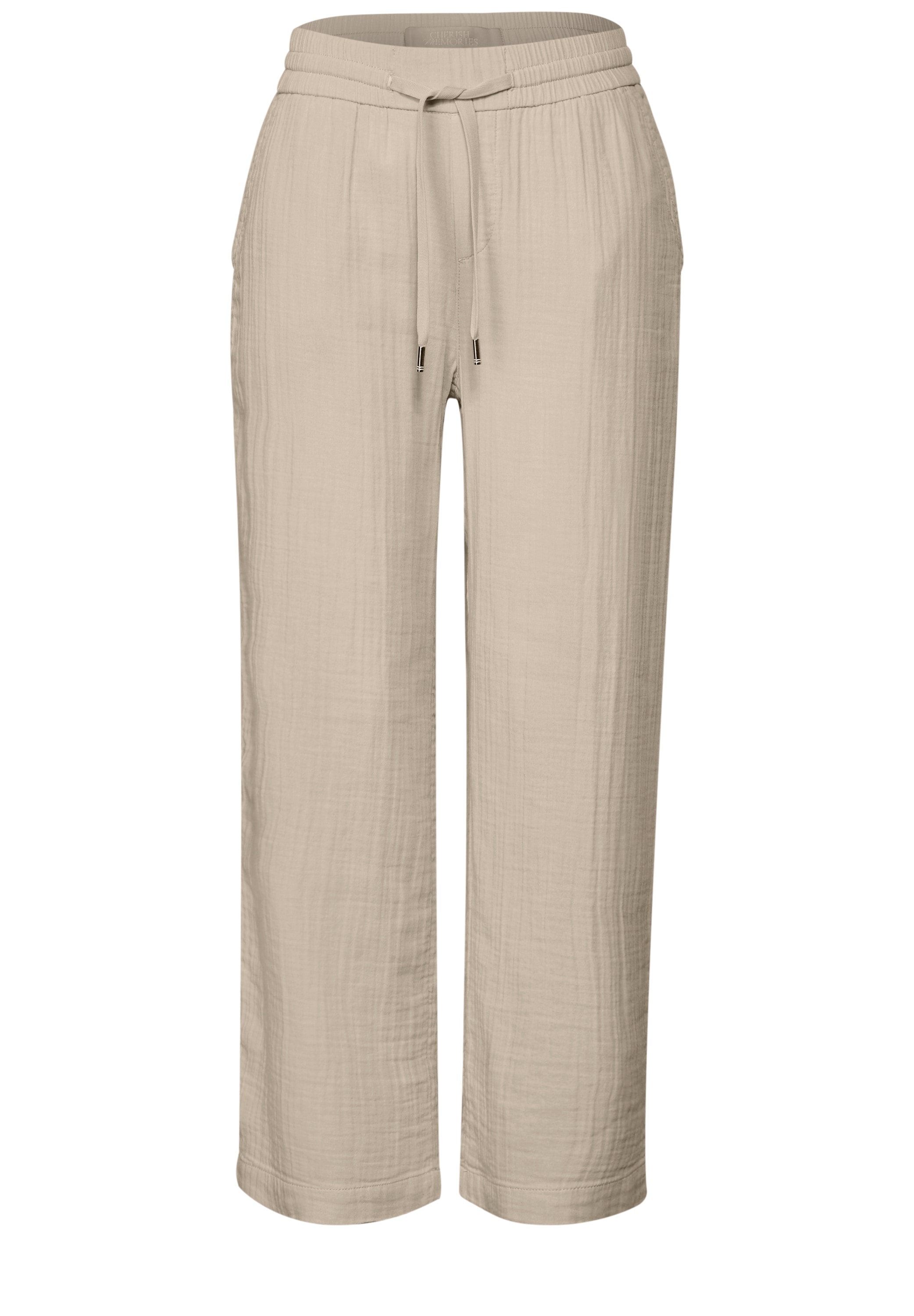 STREET ONE Stoffhose, Sommerhose mit elastischem Bund und Tunnelzug, im Musselin-Look