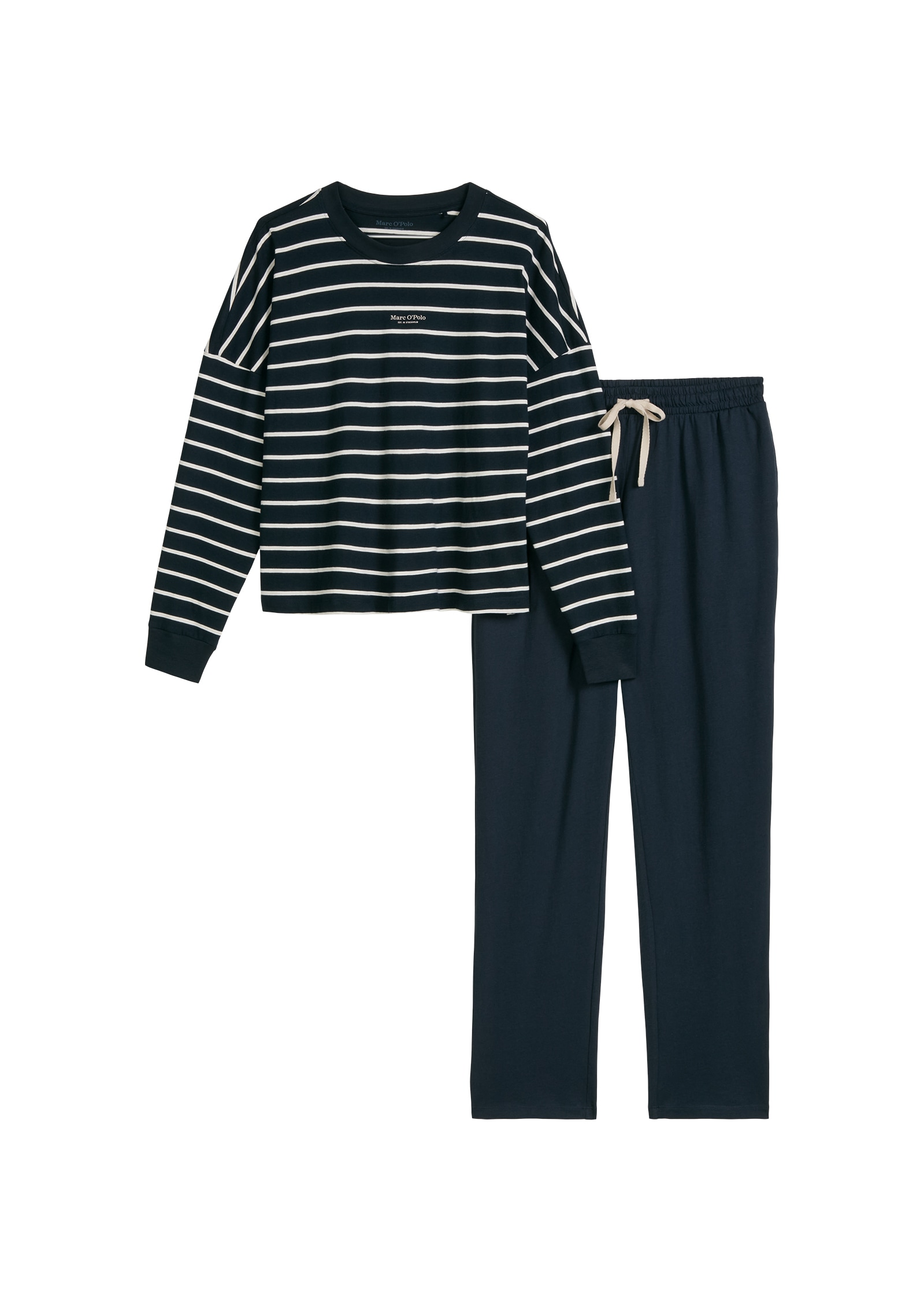 Marc O'Polo Pyjama »Mix N Match Cotton Pyjama Set Long« 2tlg., 2 pièces mit langem Arm und seitlichen Taschen