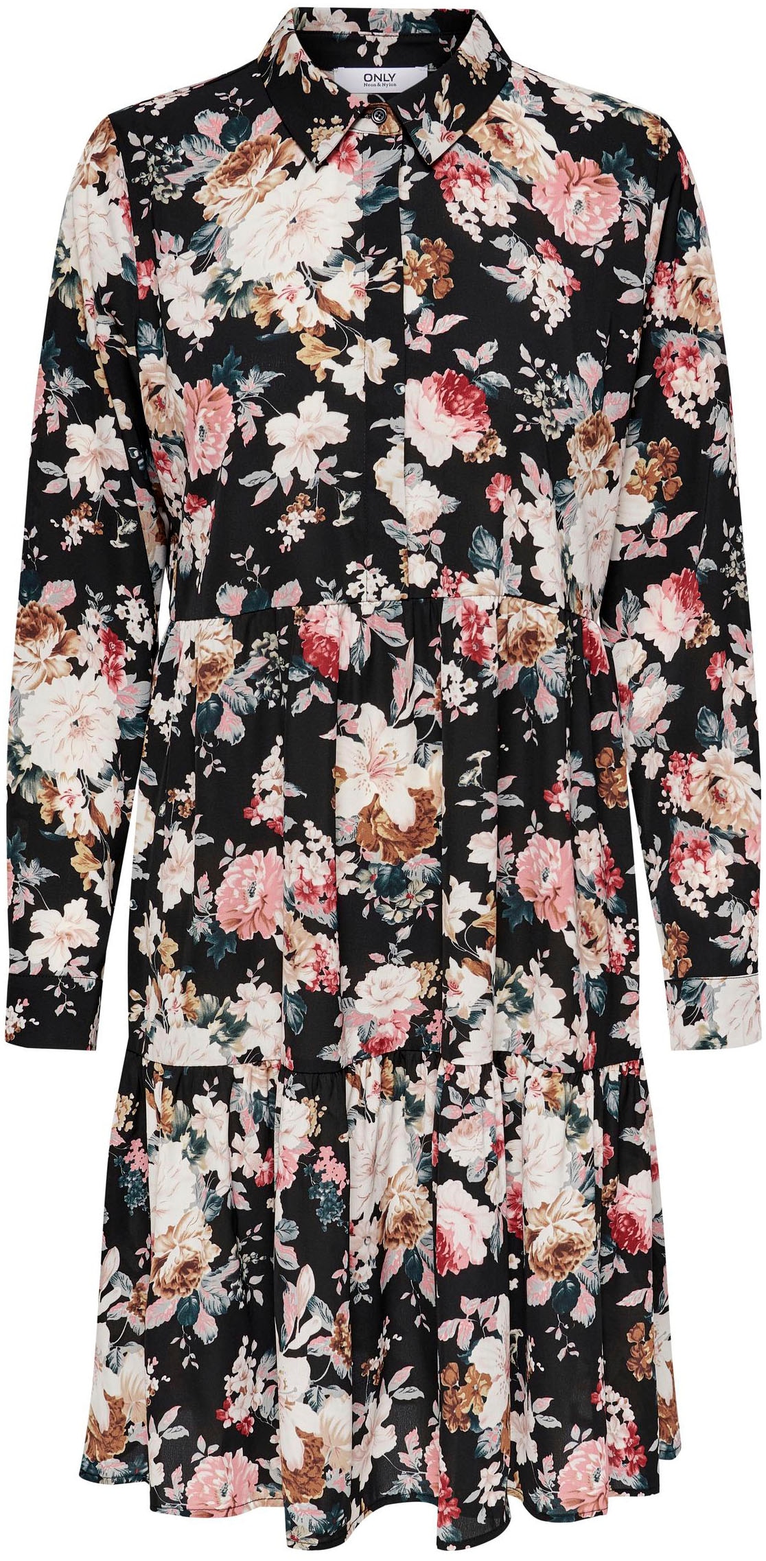 ♕ ONLY Blusenkleid »ONLLARRY L/S SHORT SHIRT DRESS PTM«, mit Volant  versandkostenfrei kaufen