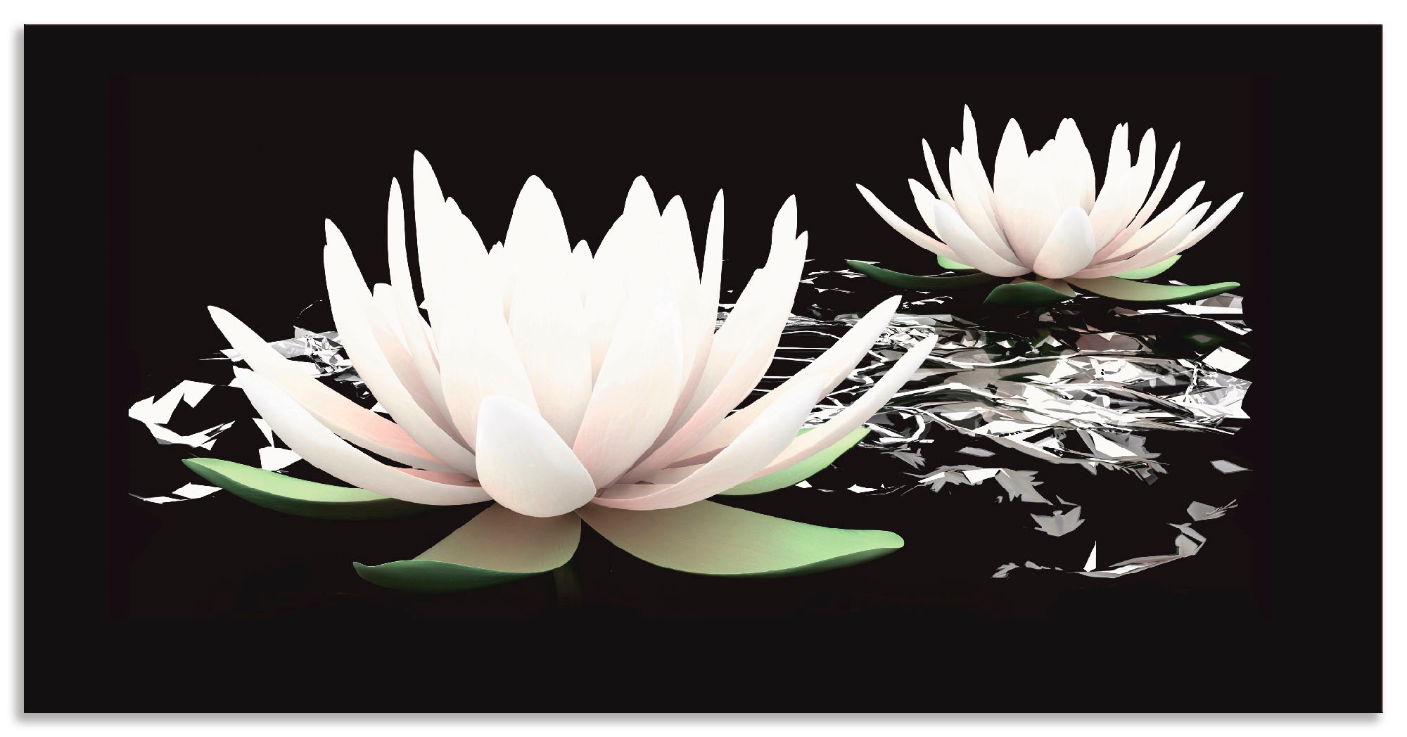 Image of Artland Küchenrückwand »Zwei Lotusblumen auf dem Wasser«, (1 tlg.), selbstklebend in vielen Grössen - Spritzschutz Küche hinter Herd u. Spüle als Wandschutz vor Fett, Wasser u. Schmutz - Rückwand, Wandverkleidung aus Alu bei Ackermann Versand Schweiz