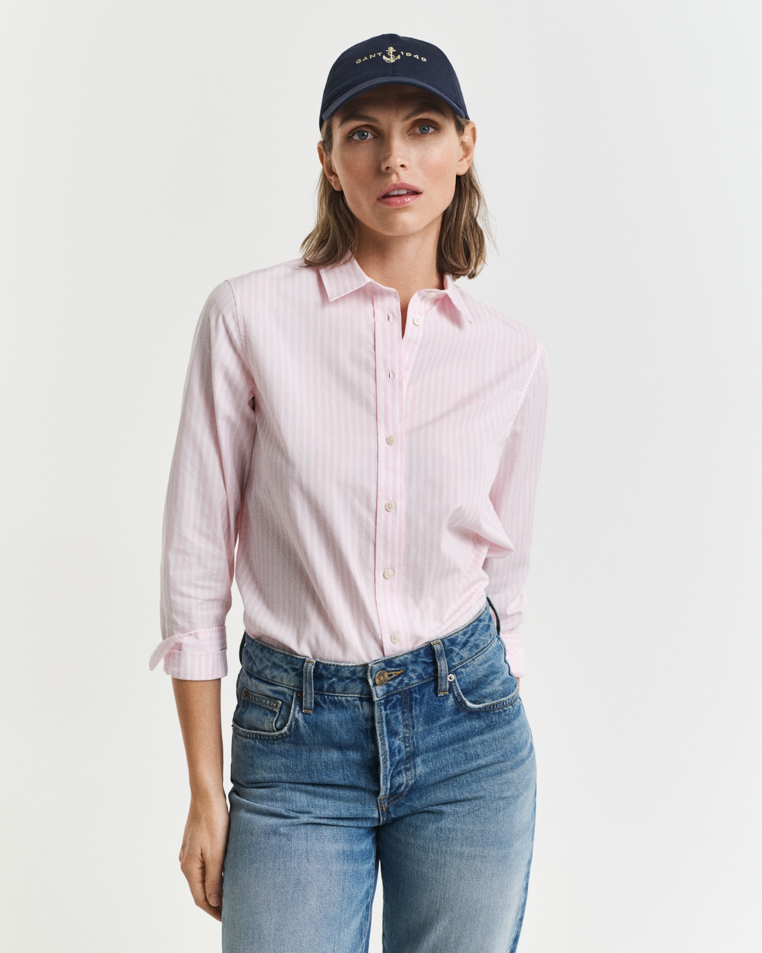 Gant Hemdbluse »REG POPLIN STRIPED SHIRT«, mit einer kleinen Logostickerei auf der Brust