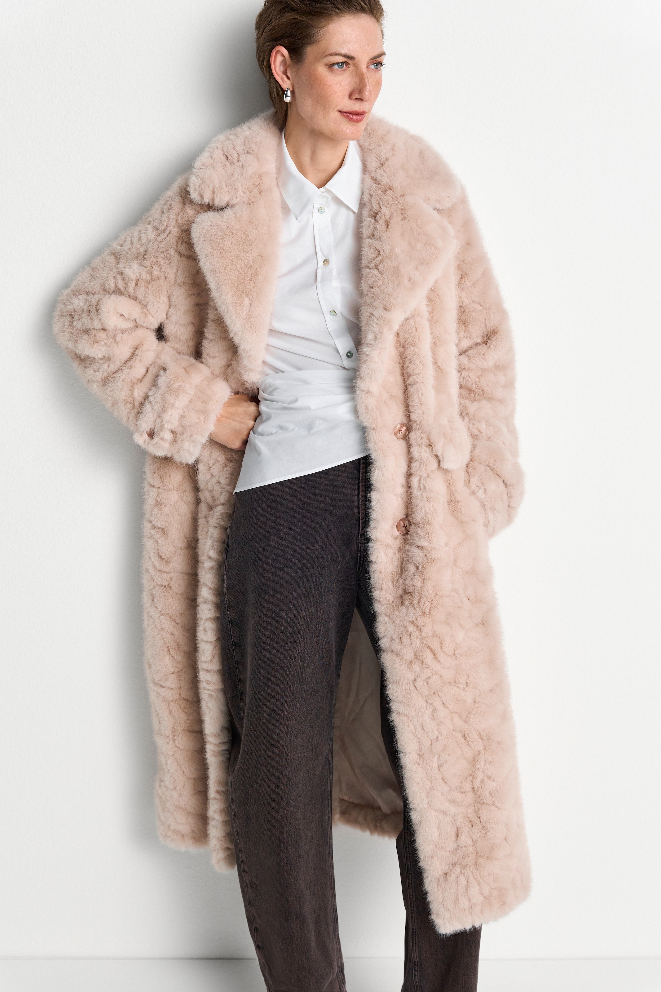 Image of RICHROYAL Fellimitatmantel Regular fit mit Reverskragen