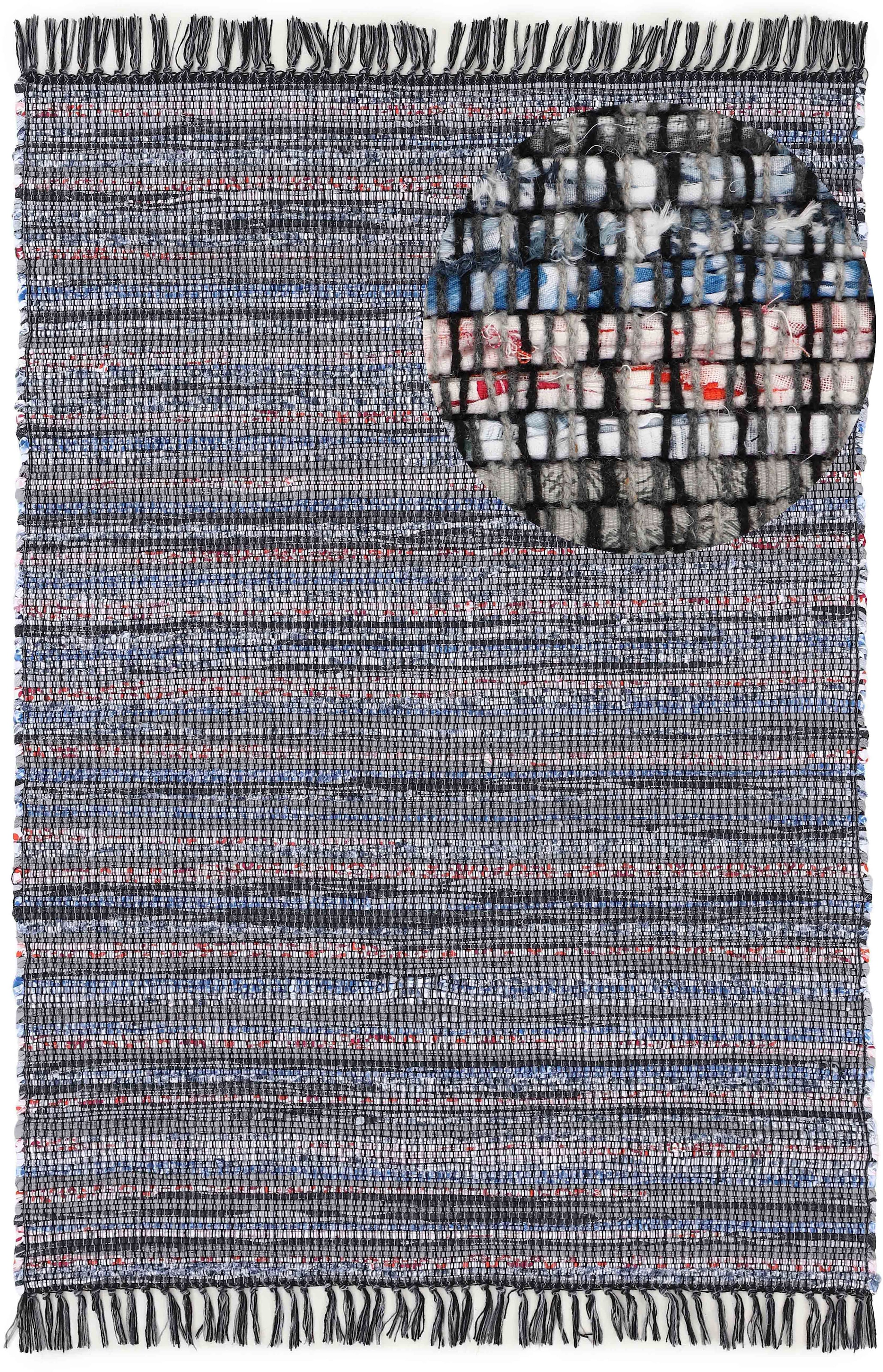 carpetfine Teppich »Kelim Chindi , Wendeteppich« rechteckig 6 mm Höhe handgewebt, Fleckerlteppich mit Fransen, auch vielen in Läufergrössen