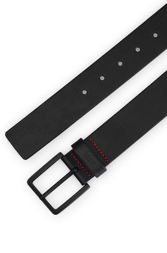 HUGO Ceinture en cuir »Gionios-B_Sz40«, Boss-Prägung am Verschluss, rote Ziernaht