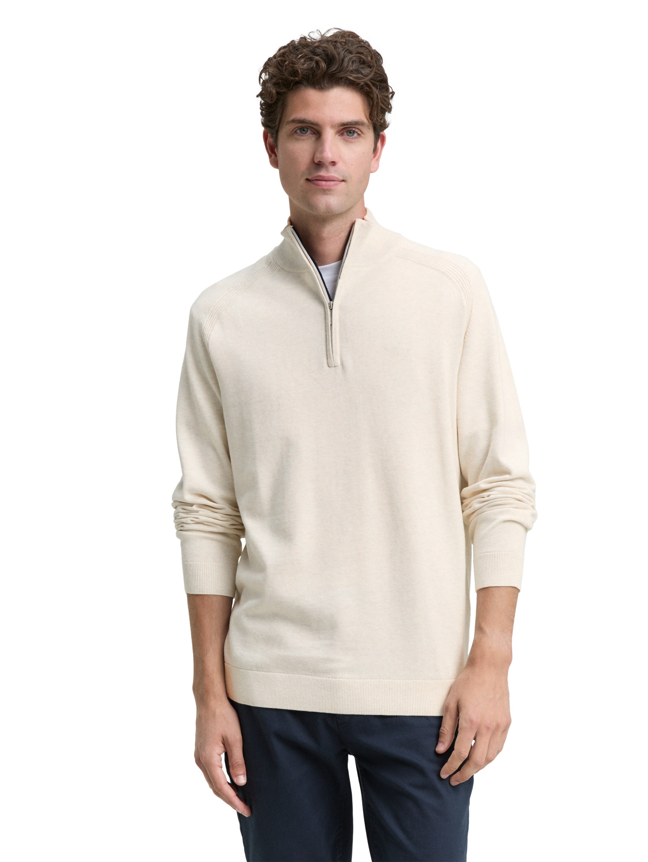 Image of TOM TAILOR Troyer mit Logo Stickerei