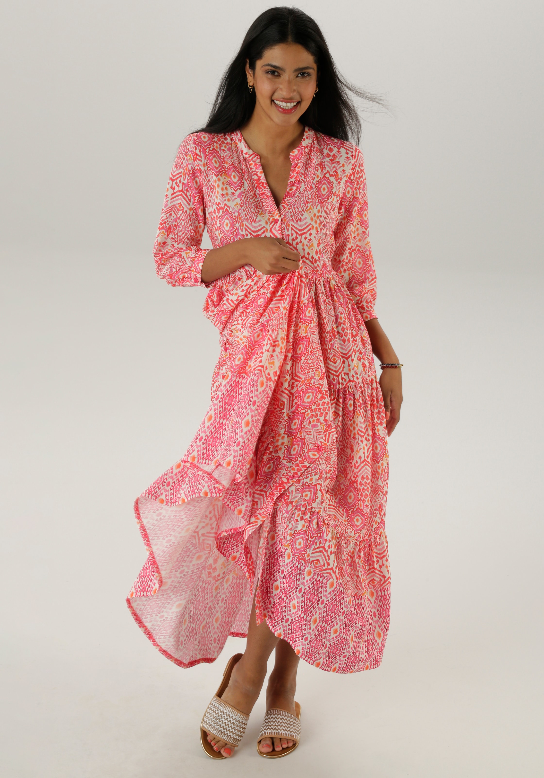 Aniston SELECTED Blusenkleid, mit frisch sommerlicher Ethno-Musterung