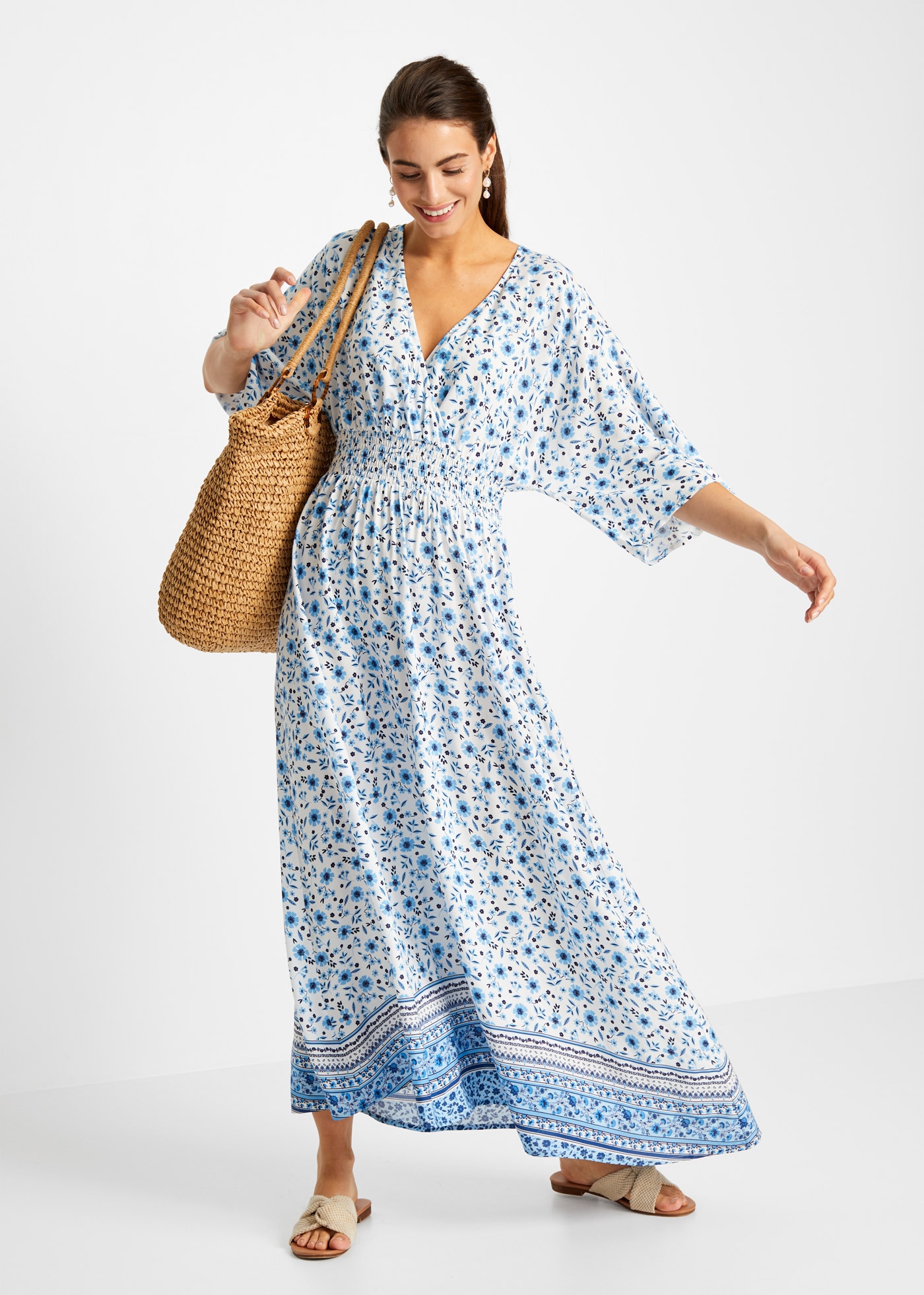 Image of bonprix Maxikleid "Maxikleid aus reiner Viskose" aus Viskose, ausgestellte Passform, eleganter Stil, mit Druck
