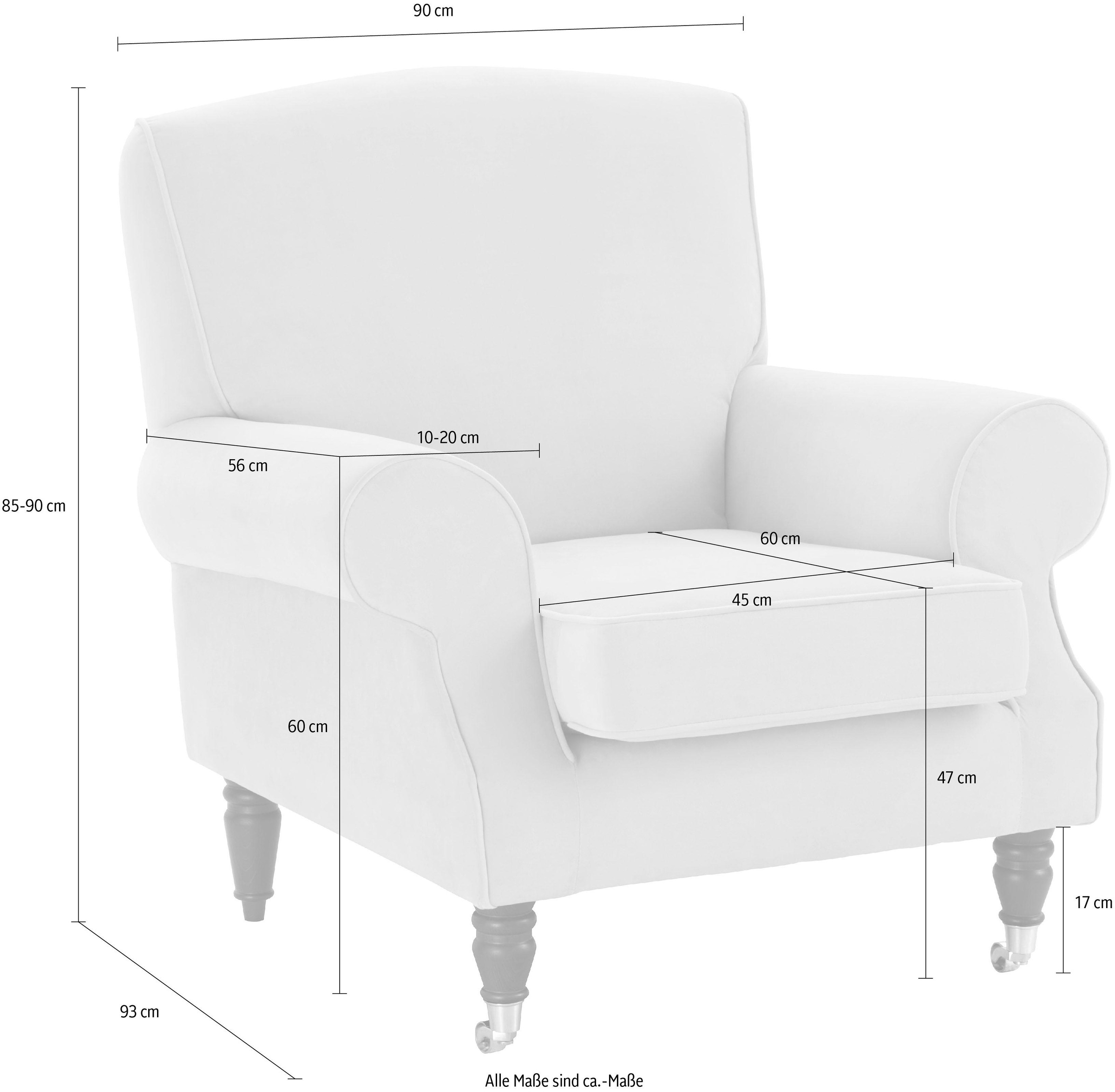 Home affaire Sessel »Rennes« in Samtoptik oder Baumwoll-Mix