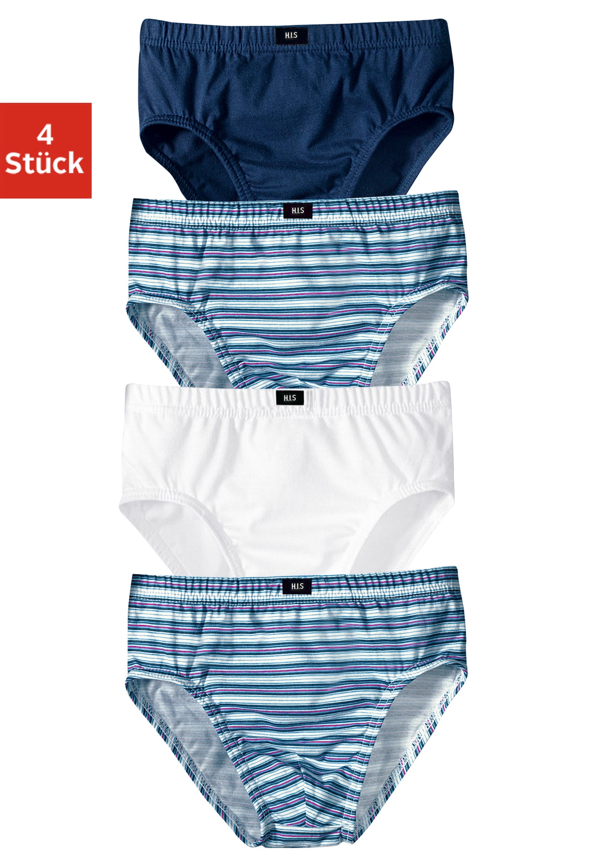 Image of H.I.S Slip Packung, 4er Pack, 4 Stk. mit elastischem Bundabschluss, aus weichem Jersey-Material