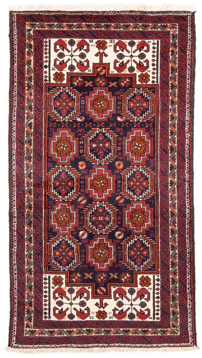 Image of morgenland Hochflor-Läufer »Belutsch Durchgemustert Rosso 193 x 101 cm«, rechteckig, 0,8 mm Höhe, Handgeknüpft bei Ackermann Versand Schweiz