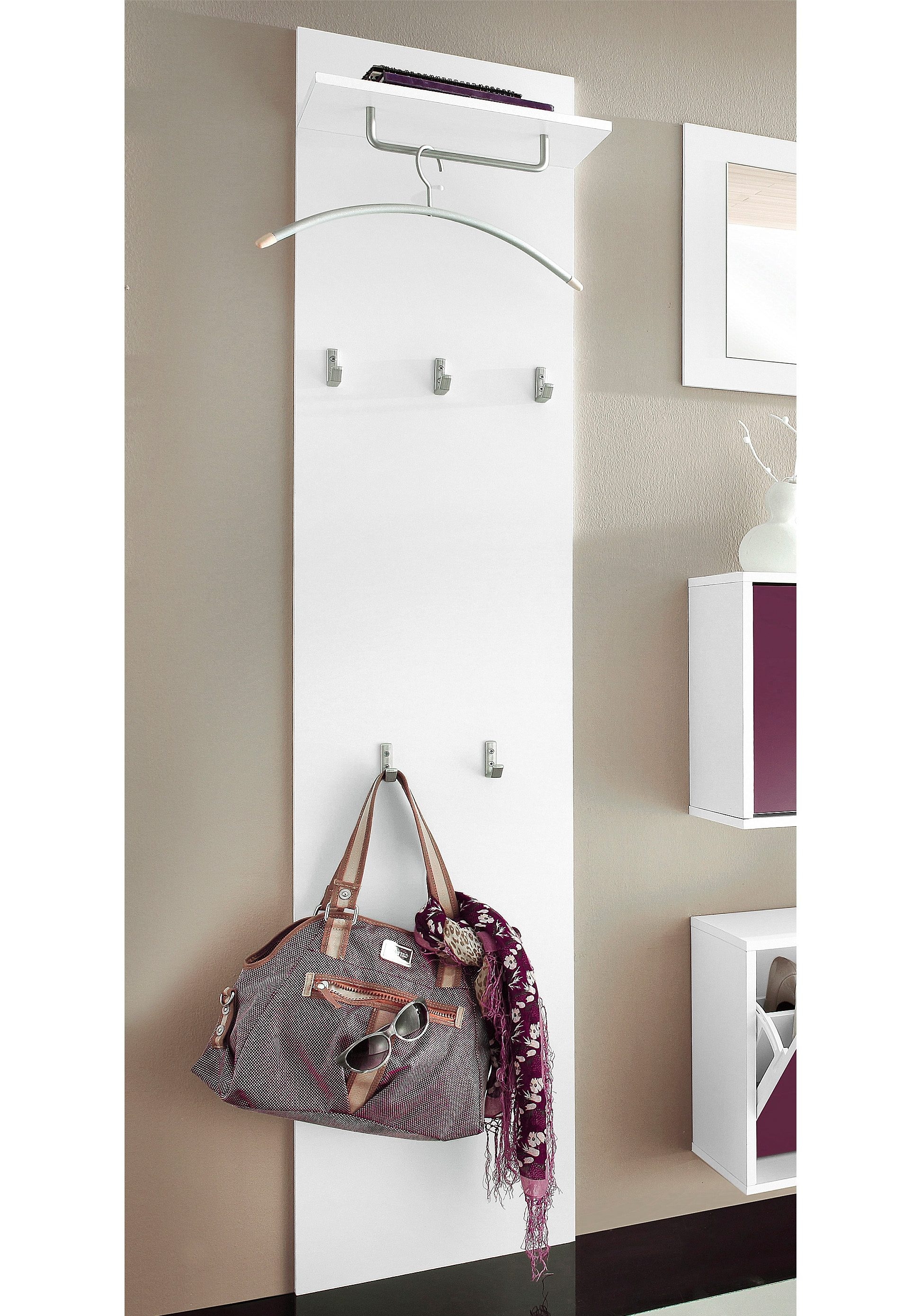 Image of borchardt Möbel Garderobenpaneel "Rena, Wandgarderobe 160 cm" 5 Haken, Kleiderstange, Hutablage