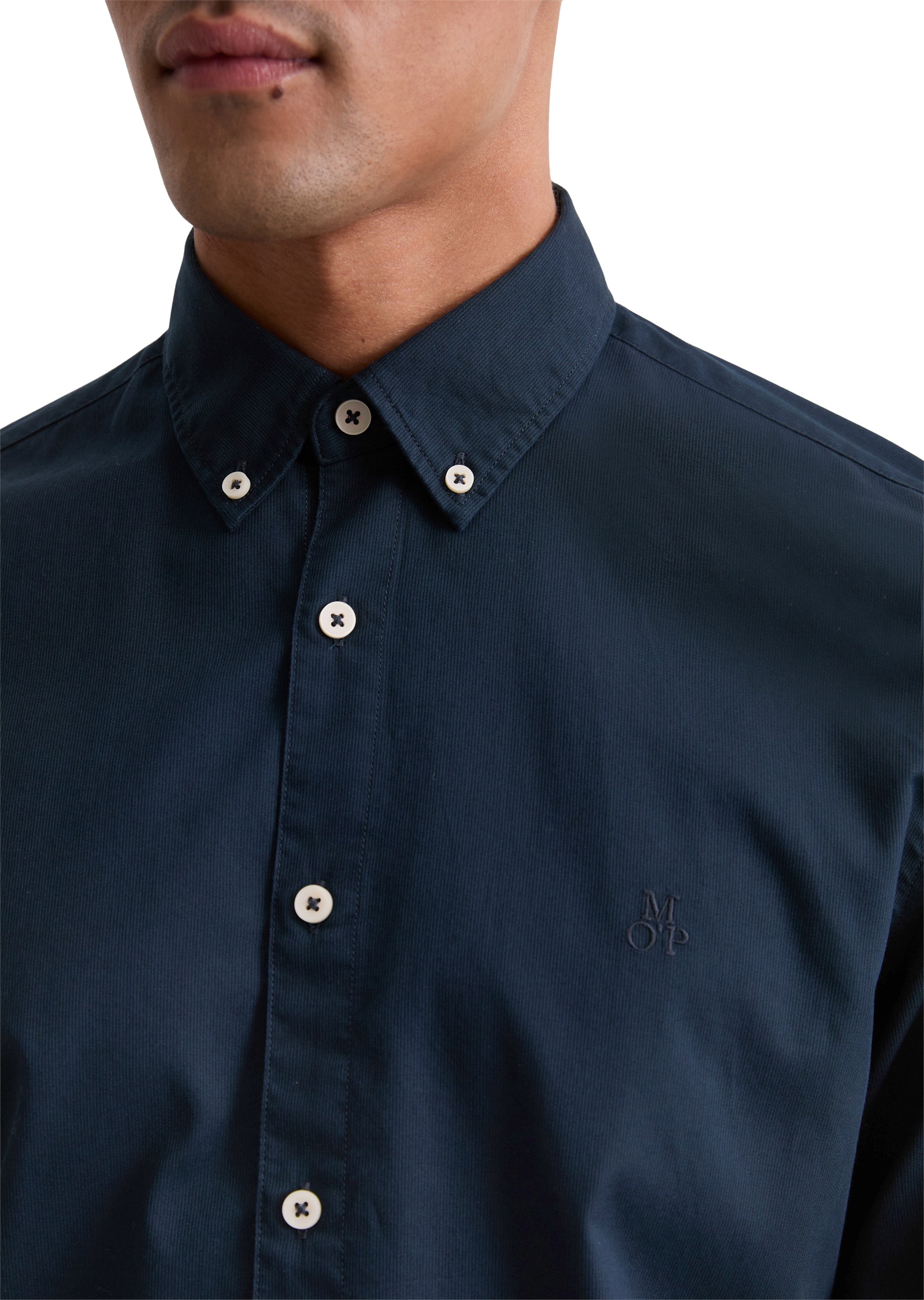 Marc O'Polo Langarmhemd, regular fit aus Bio-Baumwolle, Button-down-Kragen, mit Struktur