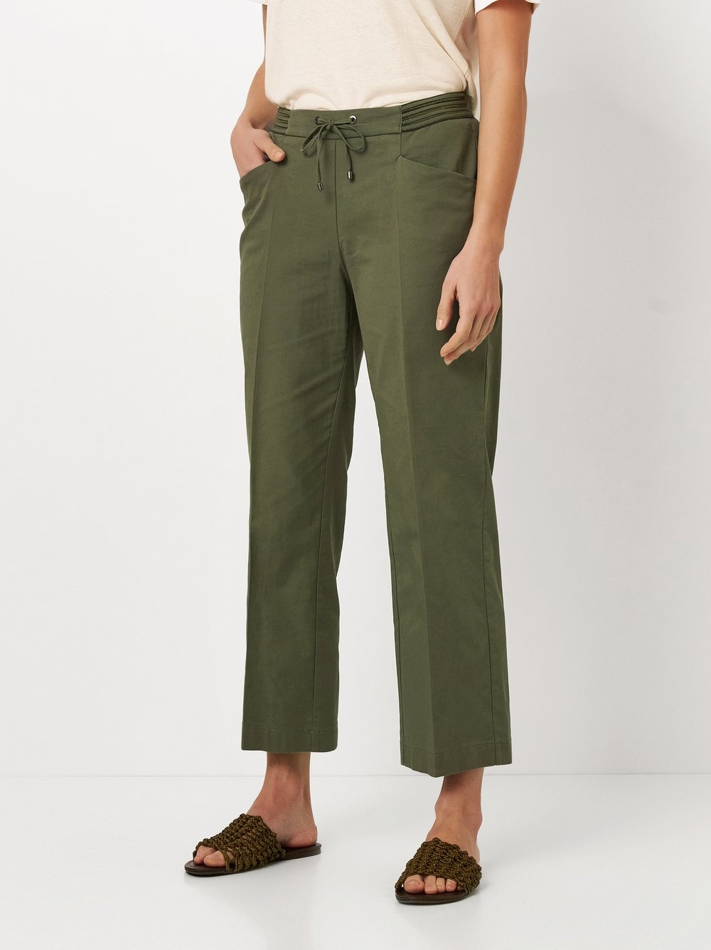 Image of TONI 7/8-Hose "Sue Wide 7/8" aus sommerlich leichtem Baumwollmix, mit Dehnbund