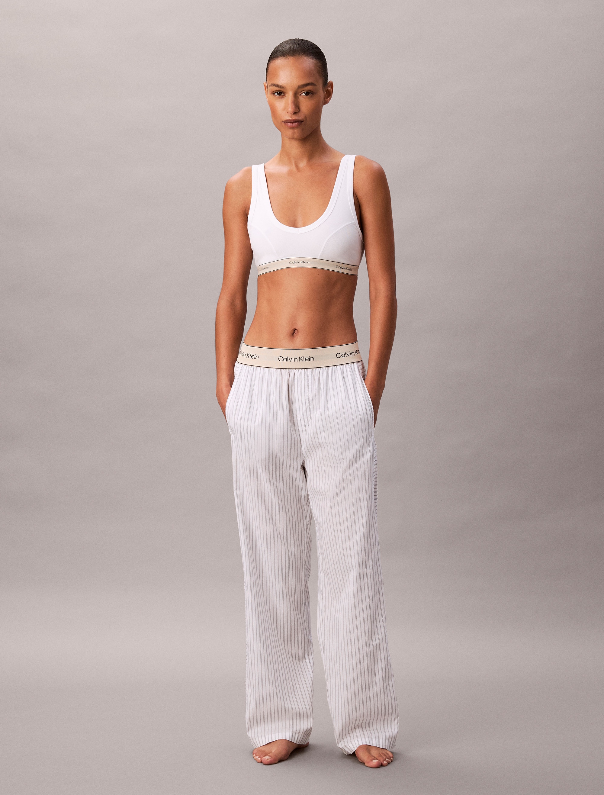 Calvin Klein Underwear Schlafhose »LOGO SUPER POPLIN PANT«, Mit elastischem Bund