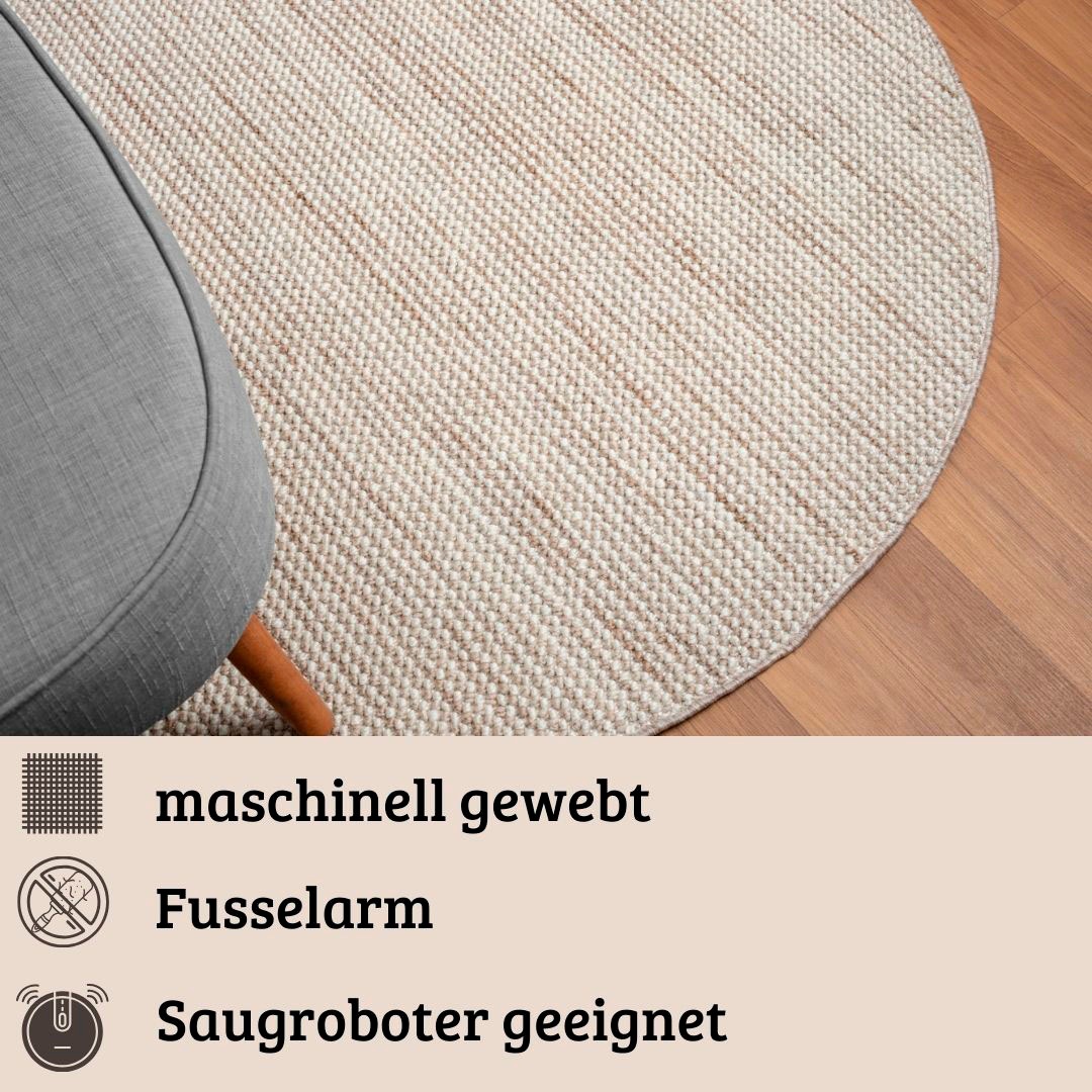 my home Teppich »Vals«, rund, 7 mm Höhe, Uni Farben, meliert, Sisal-Optik, auch in rechteckig erhältlich