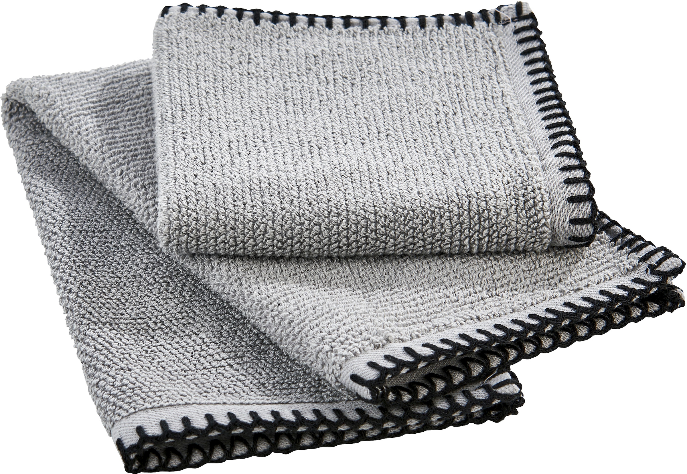 done.® Set de serviettes »Deluxe Prime 2xHandtücher (50x100 cm), 2x Duschtücher (70x140 cm)« Set 4 cuis Frottee en fil mit einfassender Ziernaht in schwarz