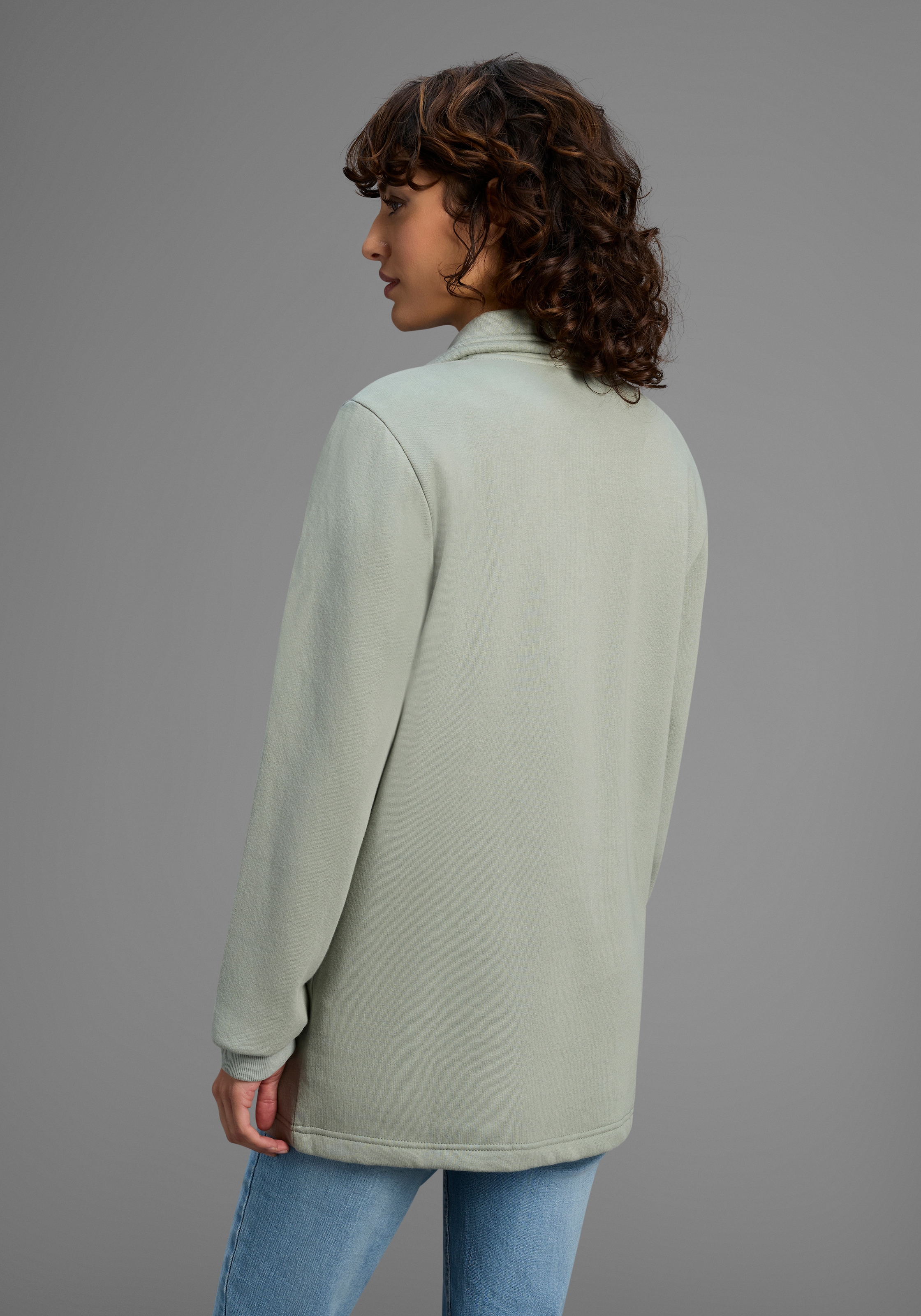 Laura Scott Sweatjacke, Weiche Baumwollmischung mit Stehkragen und Aussentaschen