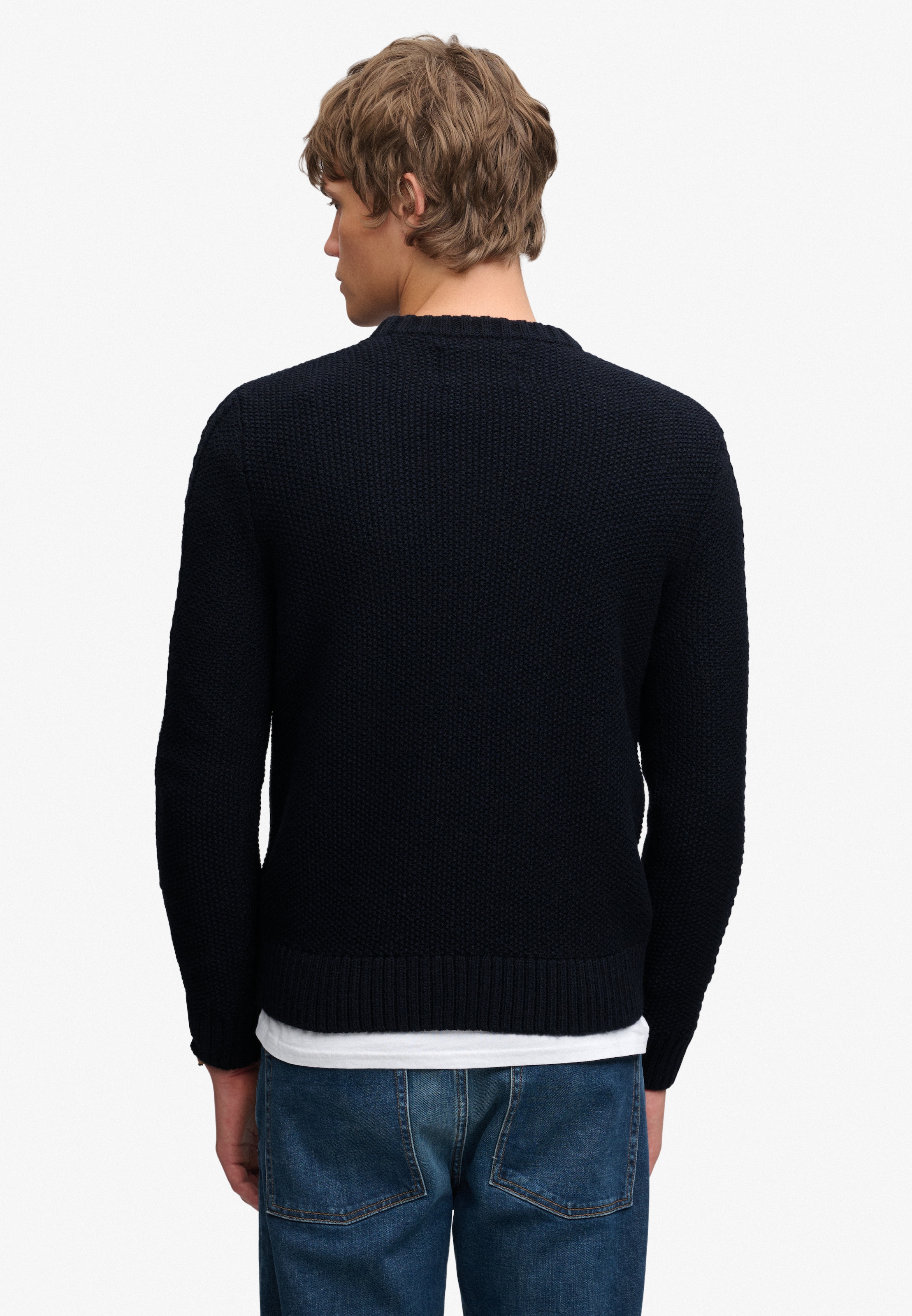 Superdry Rundhalspullover »JACOB CABLE JUMPER« Materialmix, regular fit