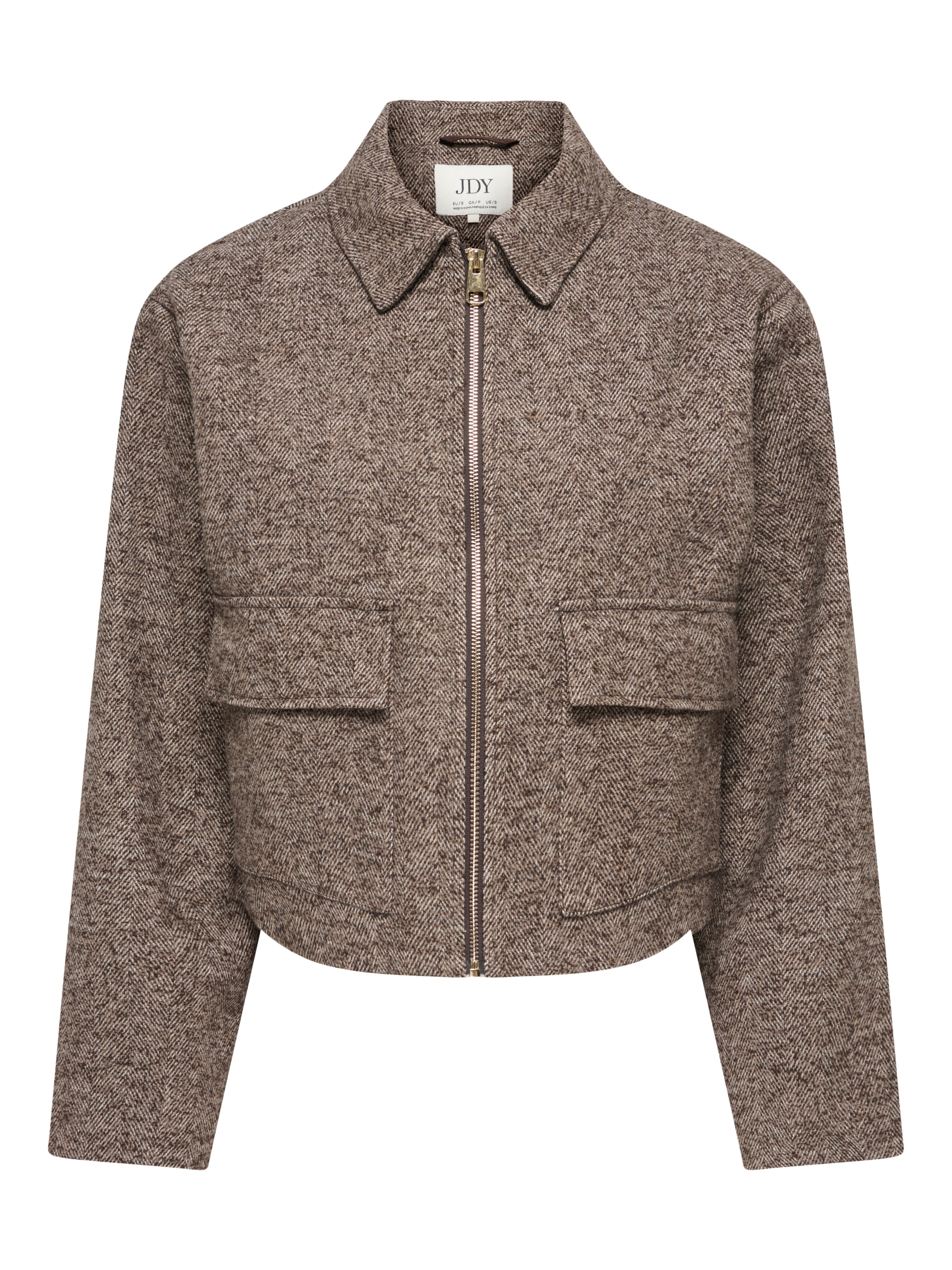 Image of JDY Kurzjacke "JDYVINGA HERRINGBONE JACKET OTW YFM" Kunstfaser, Fischgratmuster