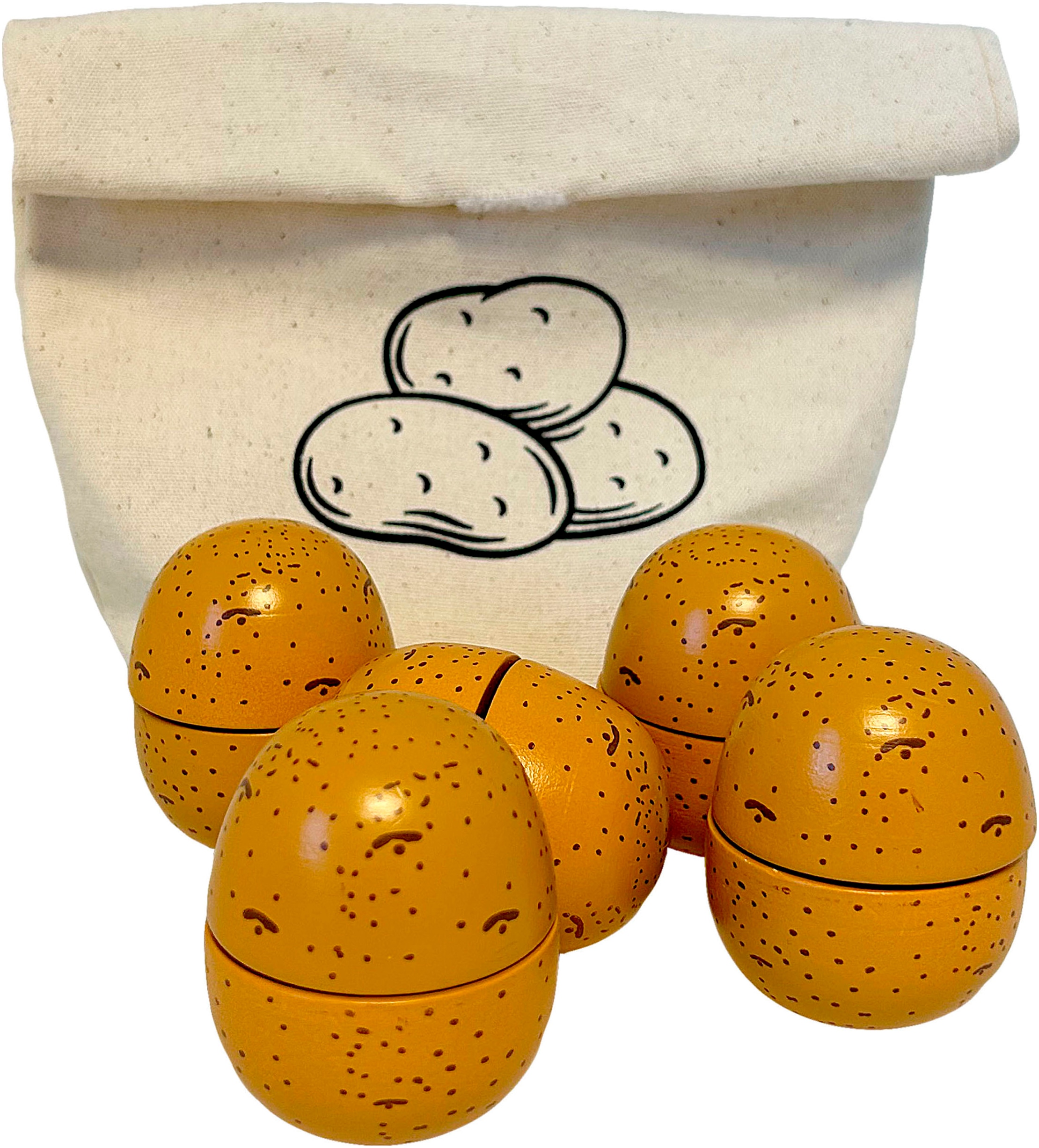 Image of Tanner Spiellebensmittel "Holzkartoffeln zum Schneiden im schönen Baumwollsäckchen"