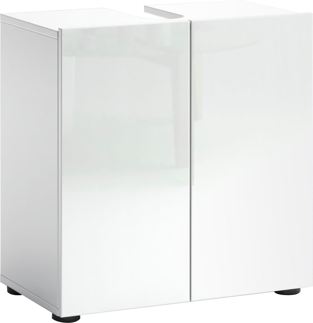 Image of welltime Waschbeckenschrank "MISTER, WBU, Bad-Unterschrank, 60 cm breit, 2 Türen, 2 Fächer" Badmöbel, Hochglanz lackiert, Made in Italy, mit Siphonausschnitt