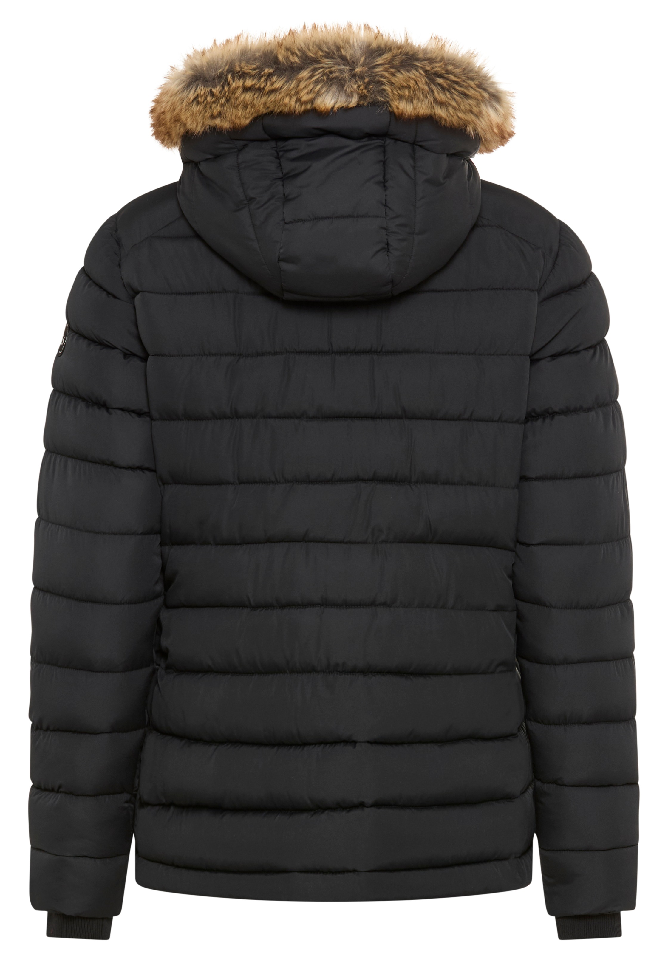 Polarino Steppjacke mit Kapuze Kapuze mit Fellimitat zum Abnehmen