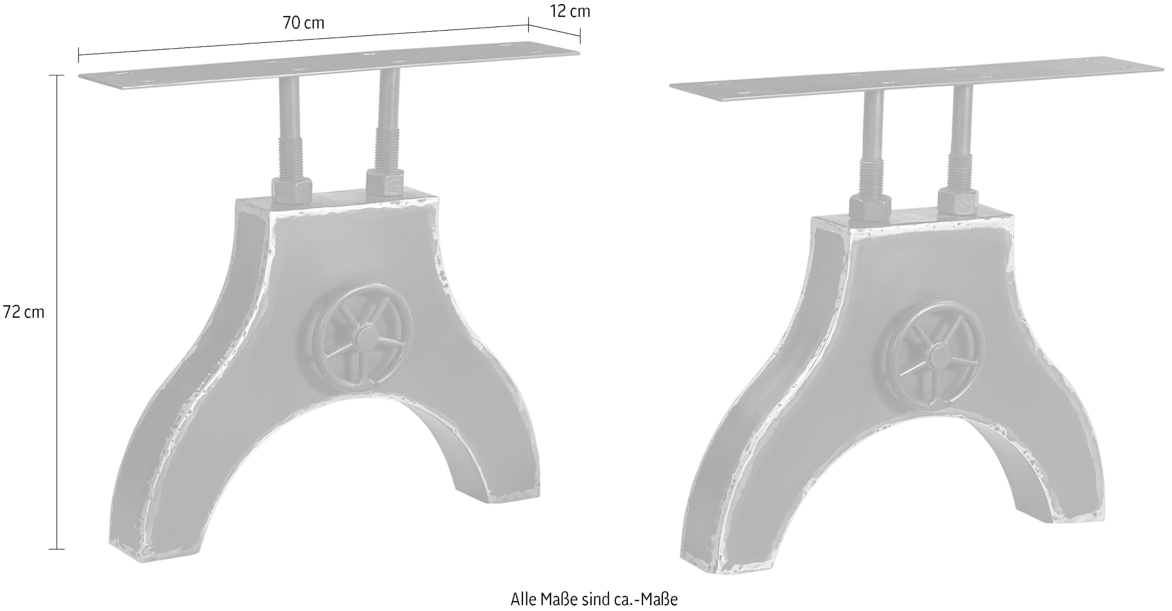 SIT Pied de table »Granville mit Dekor-Kurbelrad aus Metall – Used Look, Industrial« 1 cuis tlg. Support de plateau de table avec roue à manivelle décorative aspect usé