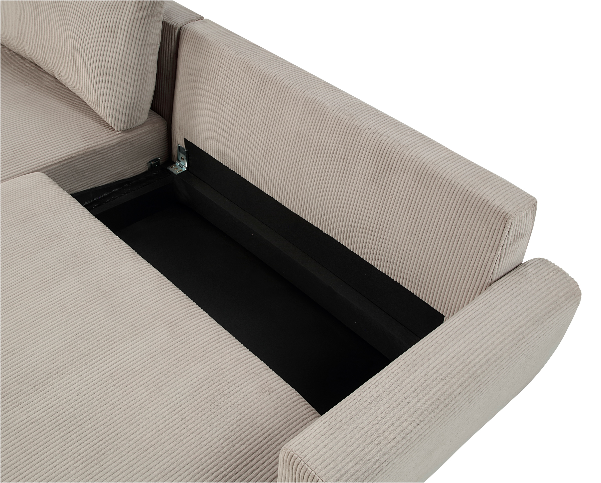 ATLANTIC home collection Ecksofa »Leonid L-Form«, mit Schlaffunktion und Bettkasten