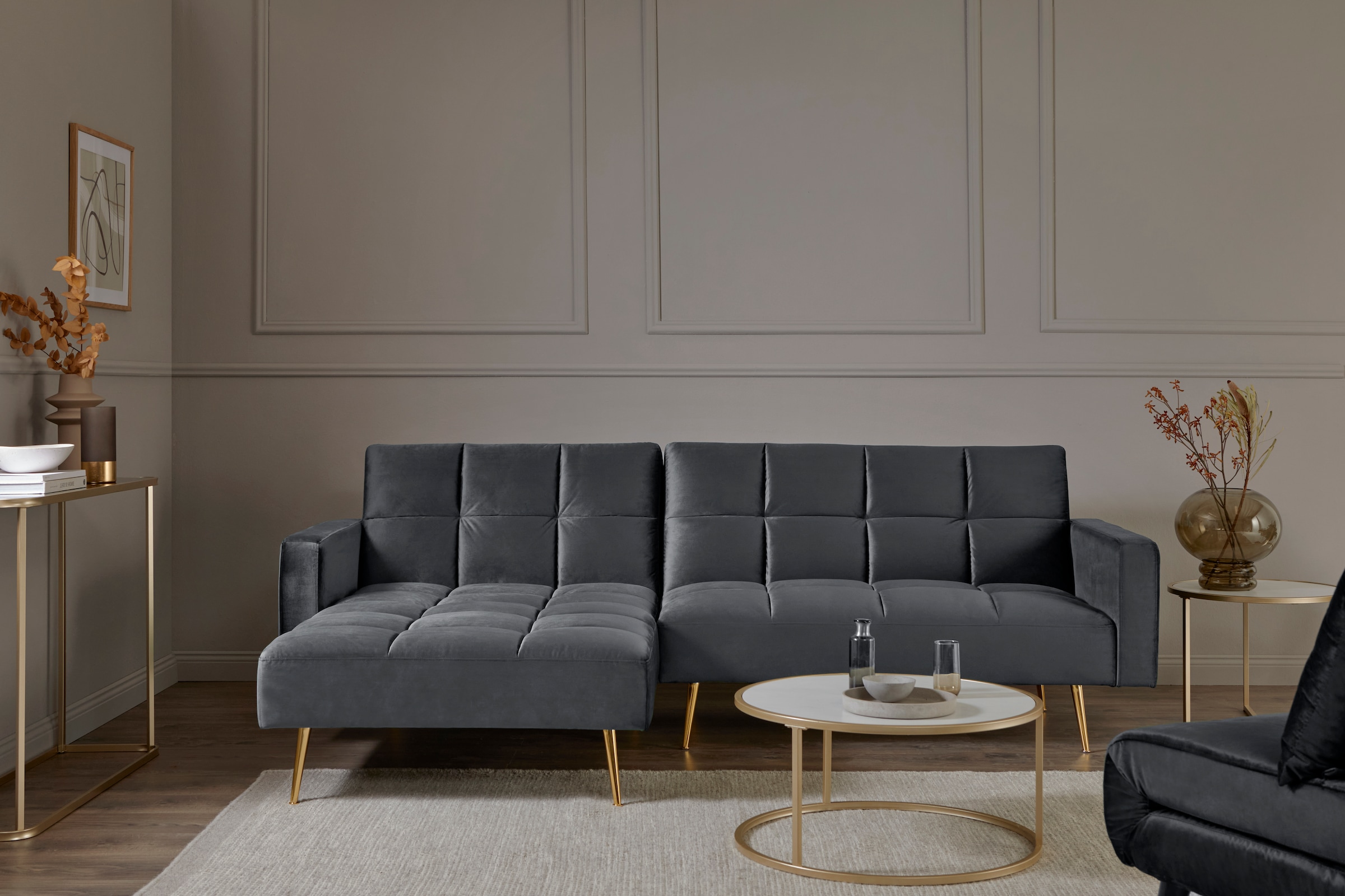 Jahnke Canapé d'angle »CHILLAX POSH CORNER« avec fonction couchage, montage réversible, 244 x 150 cm