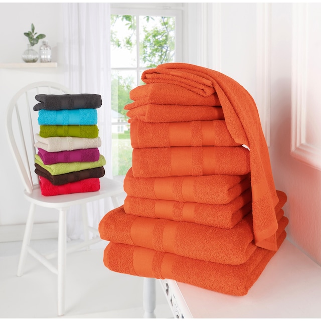 ♕ my home Handtuch Set »Vanessa«, Set, 10 tlg., Walkfrottee, Handtücher mit  Bordüre, einfarbiges Handtuch-Set aus 100% Baumwolle versandkostenfrei auf