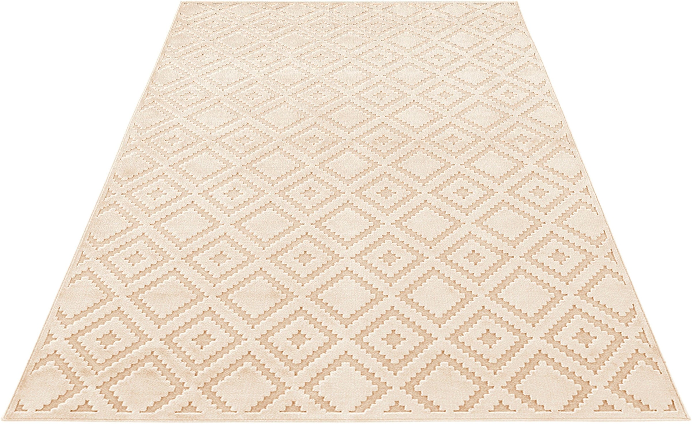 Image of MINT RUGS Teppich »Iris«, rechteckig, 4 mm Höhe, Viskose Glanz, Hoch-Tief Struktur, Wohnzimmer, Schlafzimmer, Robust, Pflegeleicht, Relief Optik bei Ackermann Versand Schweiz