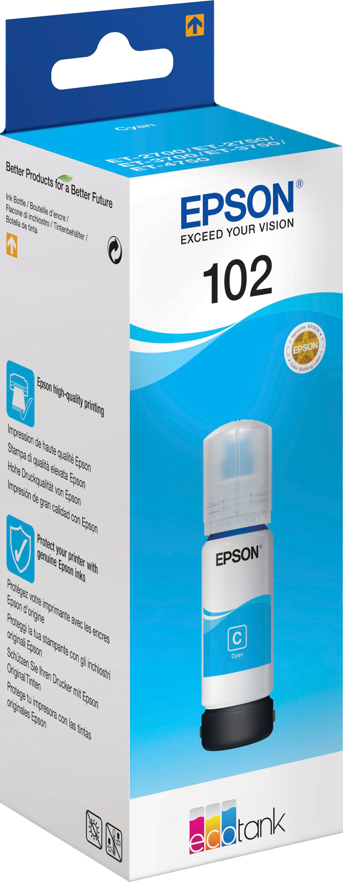 Epson Nachfülltinte »102 EcoTank« für EPSON original Druckerpatrone 102 cyan