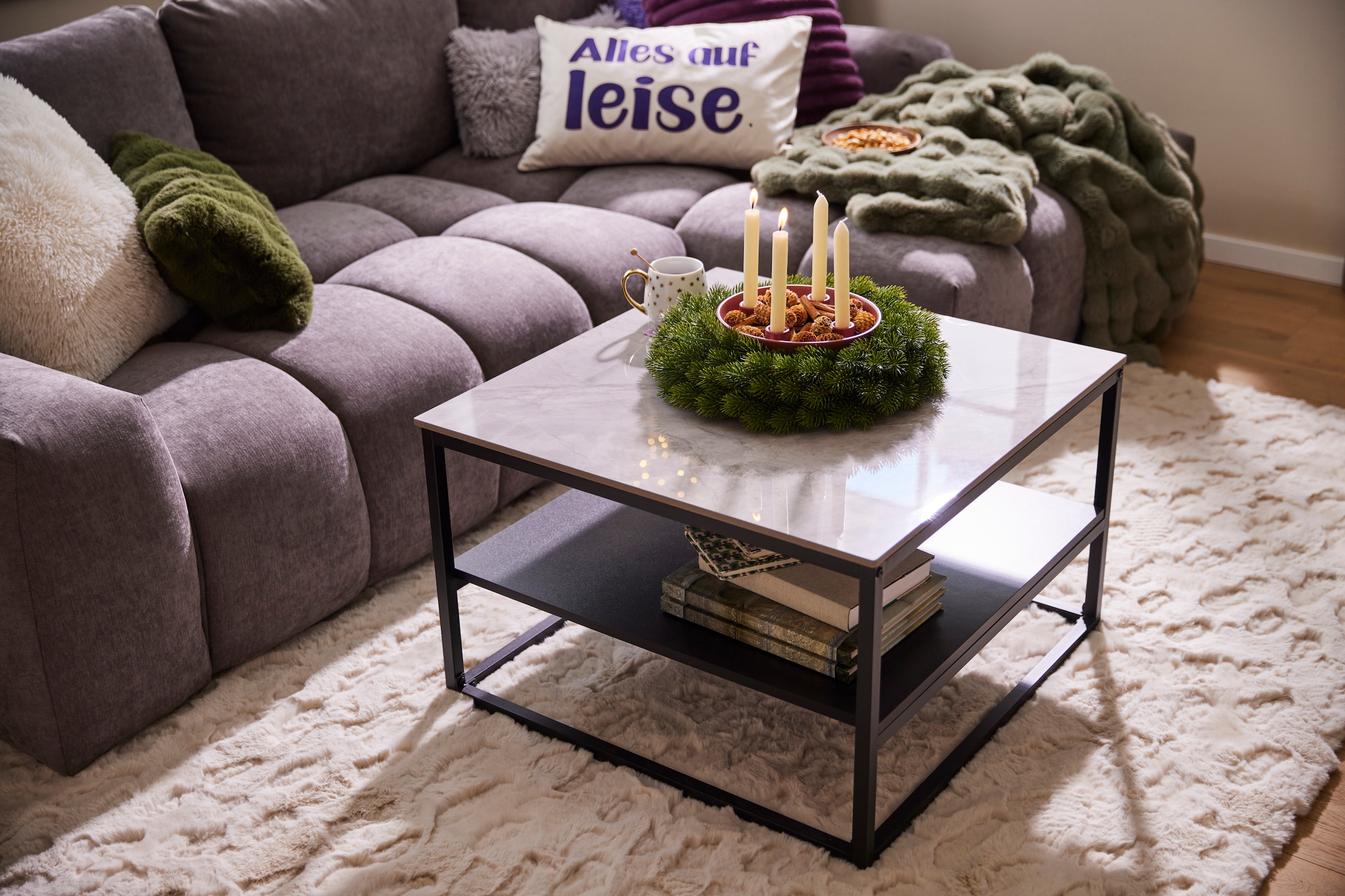 HELA Couchtisch »HUGO« 1 Stk. tlg. Couchtisch; quadratisch; Sintered Stone; Ablageboden