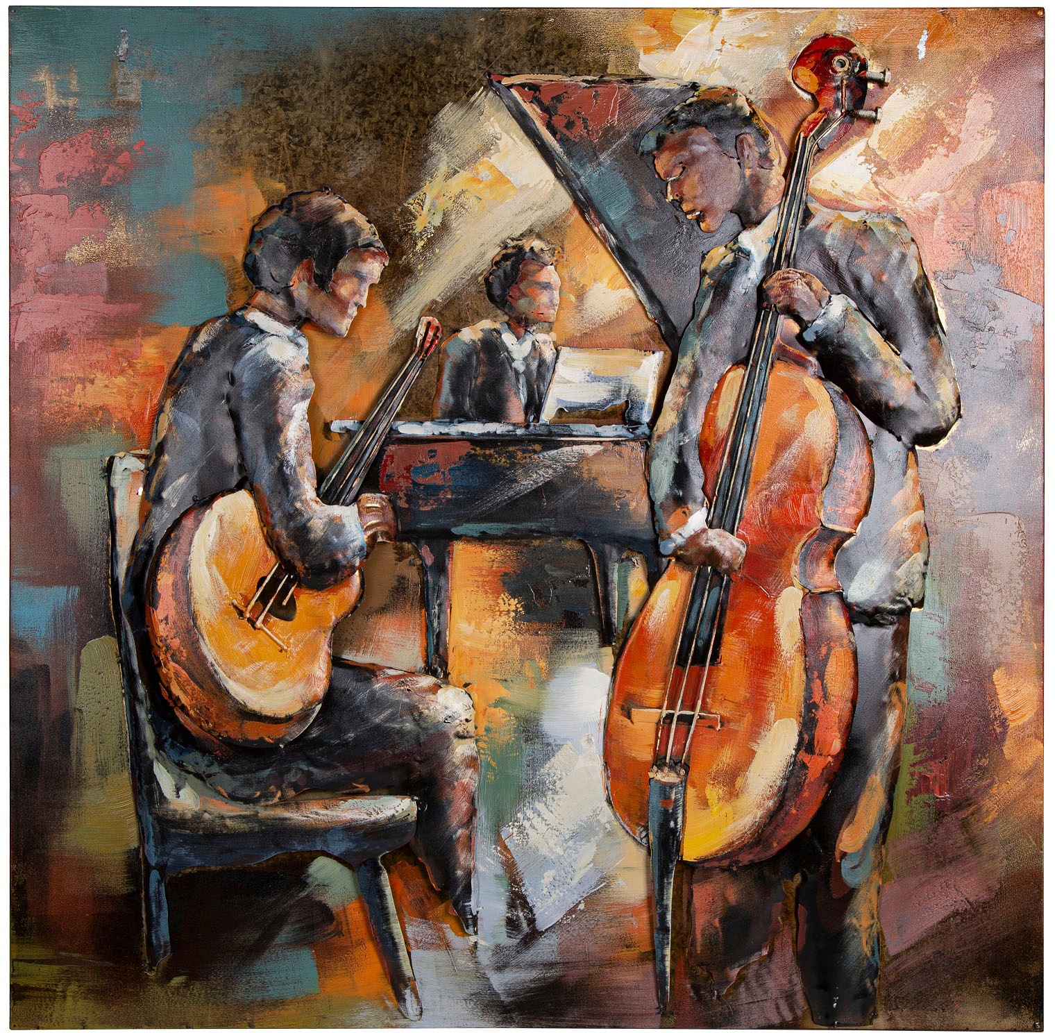 Image of Spiegelprofi GmbH Metallbild »DEMI«, Band, (1 St.), Musiker mit Klavier, Gitarre und Cello bei Ackermann Versand Schweiz