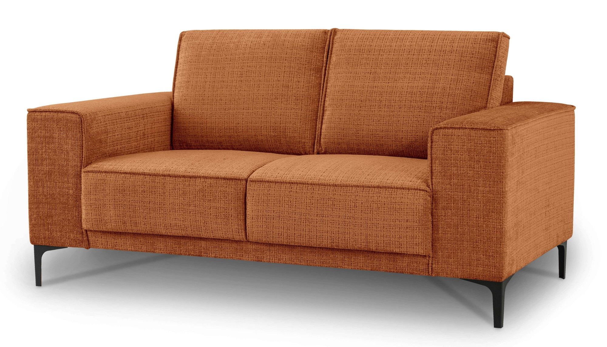 Places of Style 2-Sitzer »Kompaktsofa Oland, Struktur, Flachgewebe, Luxus-Microfaser, Boucle«, 164 cm, Wellenunterfederung, Skandi-Design, Metallfüsse