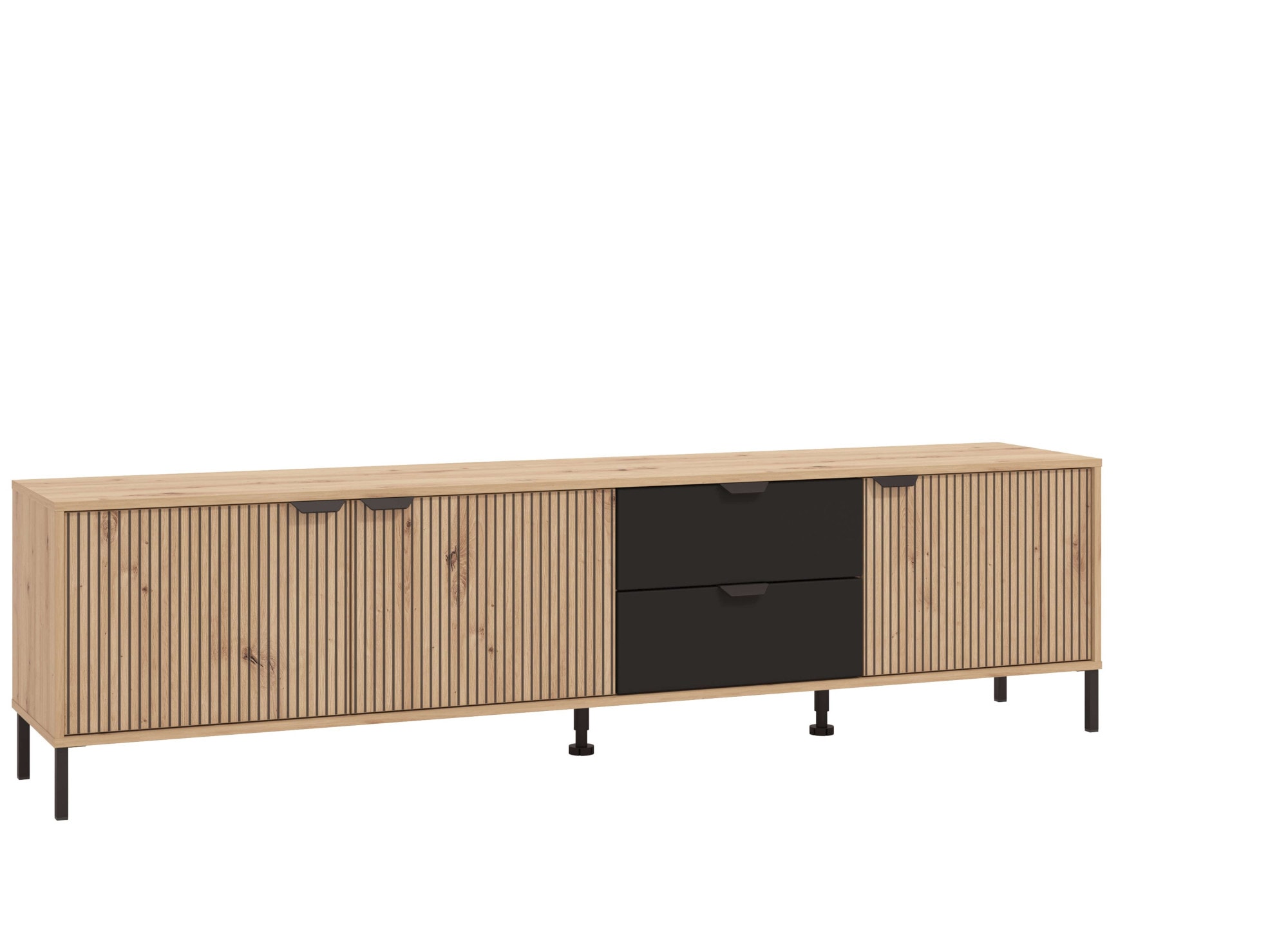 Image of Home affaire Lowboard "Mayenne TV-Lowbord, Breite 208 cm" Kommode mit 3 Türen mit Rillen-Optik, 2 Schubkästen