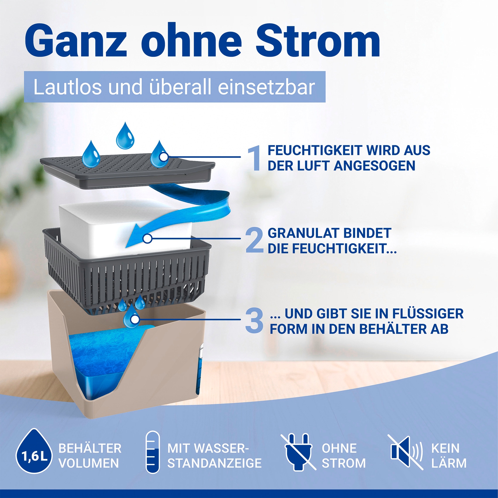 WENKO Déshumidificateur d'air »Cube« für 80 m³ Räume 1000 g