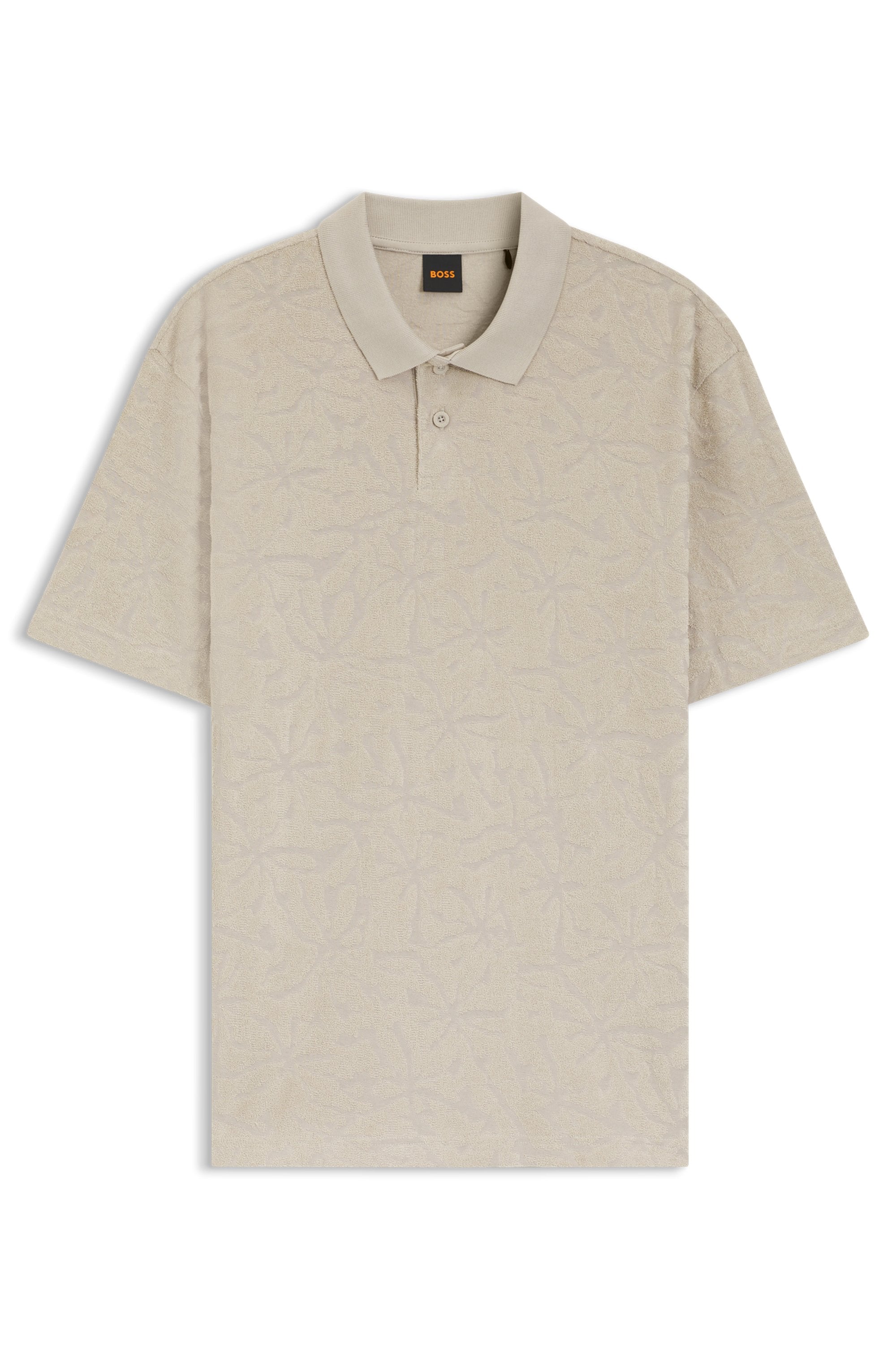 BOSS ORANGE Polo motif jacquard floral, éponge de coton, coupe décontractée