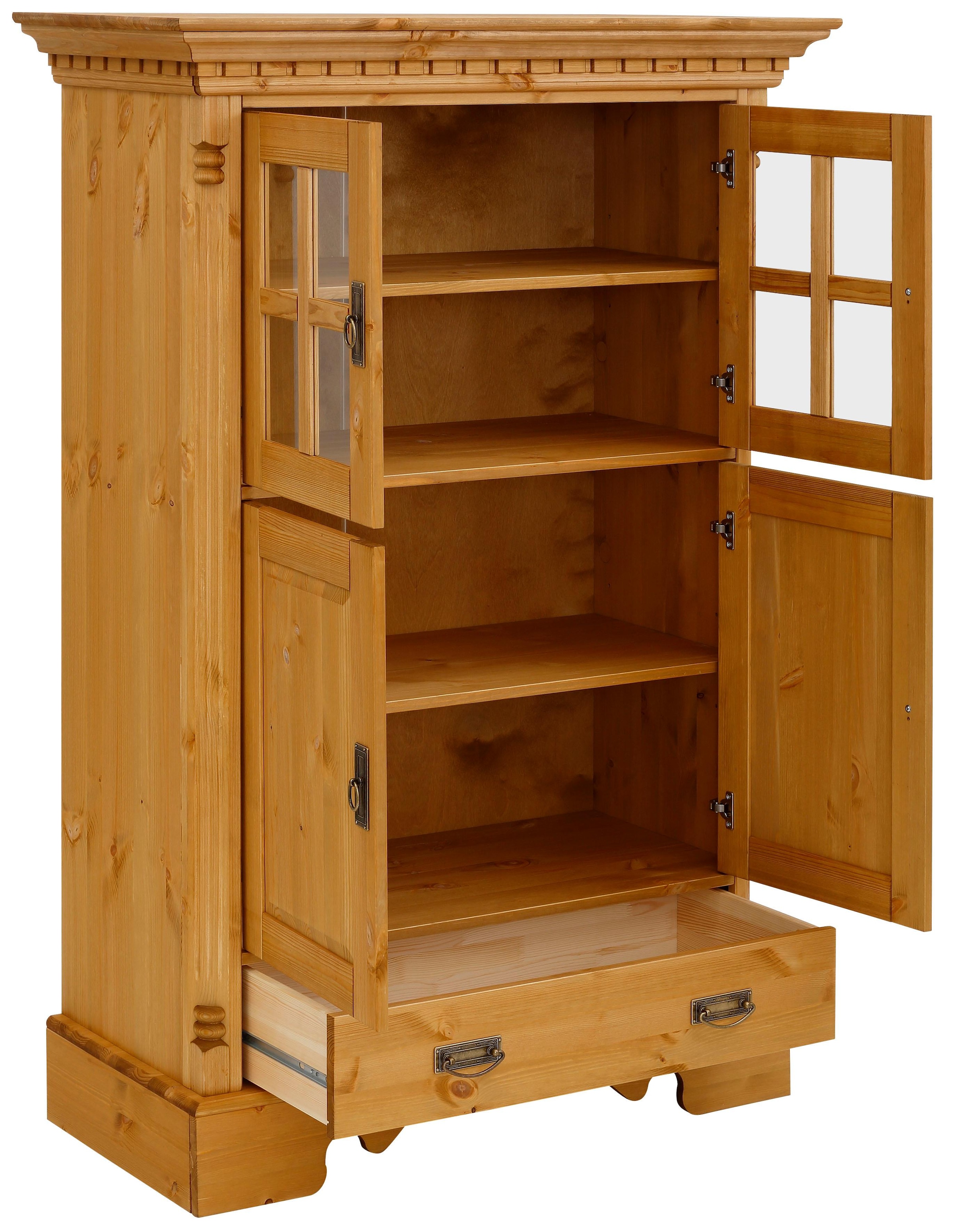 Home affaire Highboard »Milan«, Vitrine, Breite 102 cm, Massivholz, FSC®-zertifiziert
