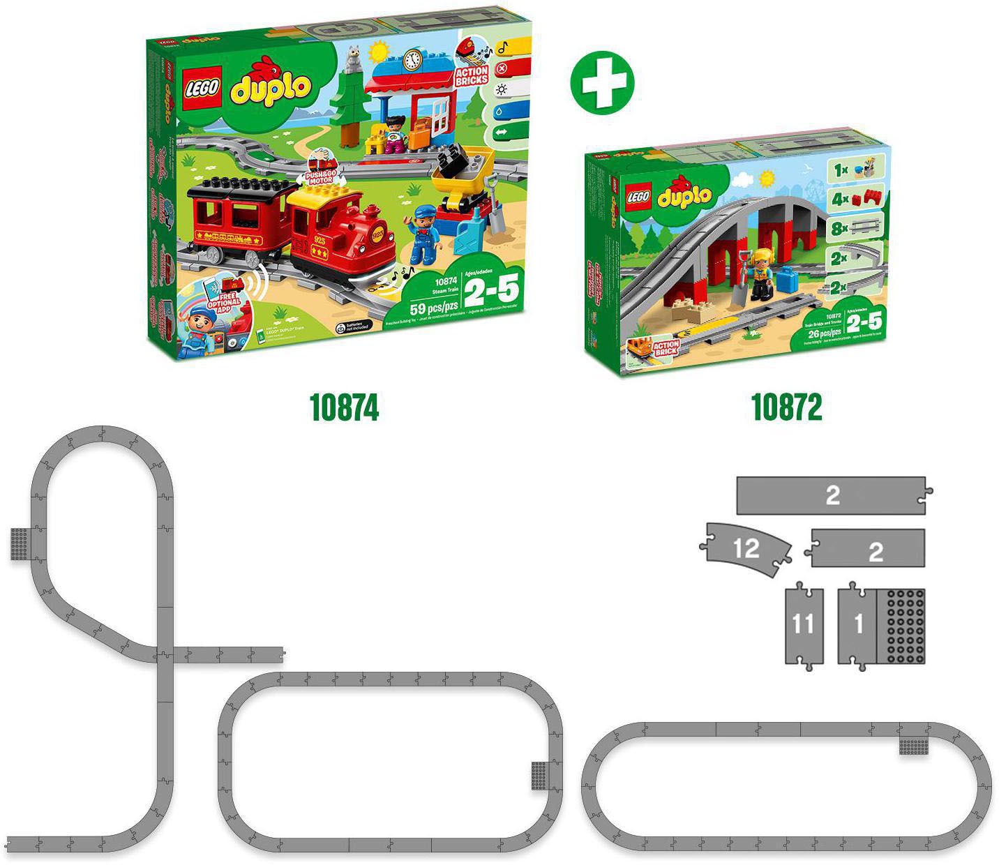 LEGO® Konstruktionsspielsteine »Eisenbahnbrücke und Schienen (10872), LEGO® DUPLO® Town«, (26 St.), Made in Europe