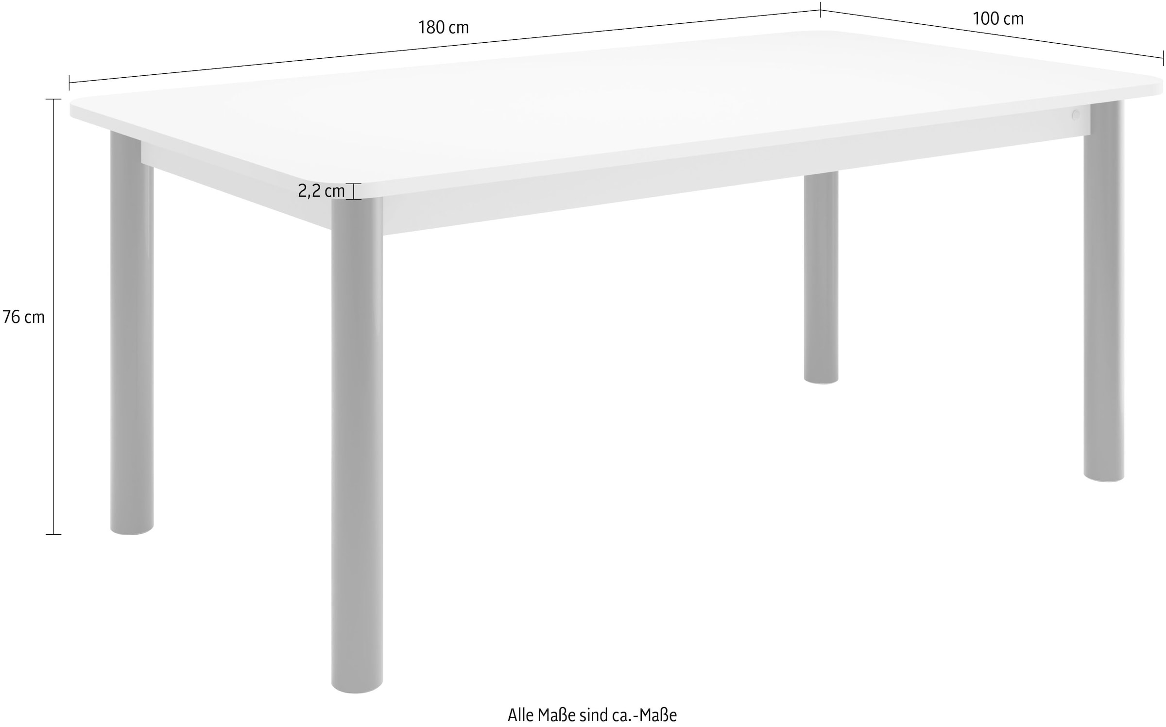 TOM TAILOR HOME Esstisch »COLOR TABLE«, (1 St.), Esstisch, 4-Fuss, 3 Grössen, 3 Dekorfarben, 4 Fussfarben, ABS-Kante