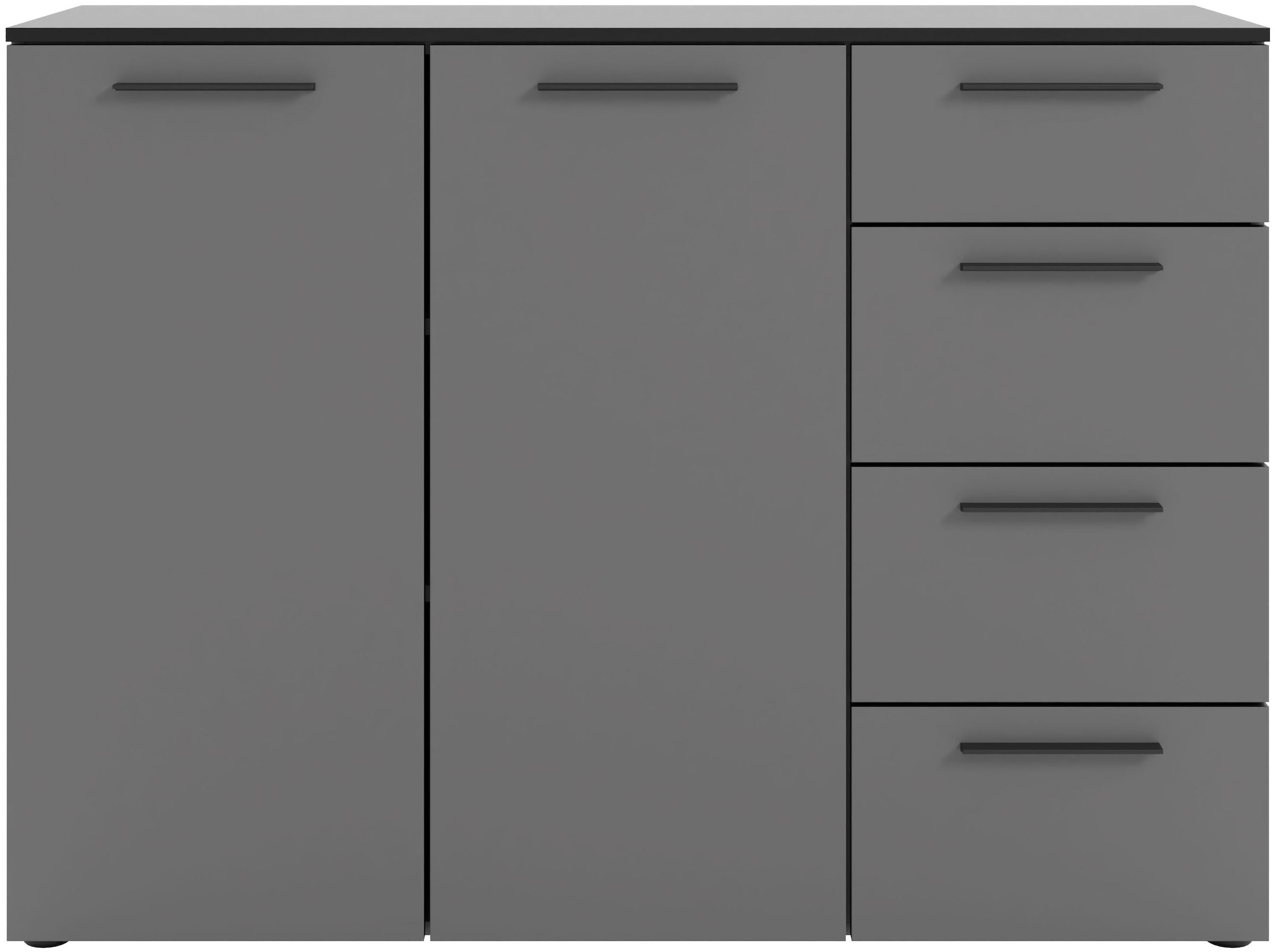 Image of Manjana Möbel Kommode "mit Schwarz matten Metallgriffen in verschiedenen Ausführungen" mit Soft-Close-Funktion, mit melaminbeschichteter Oberfläche