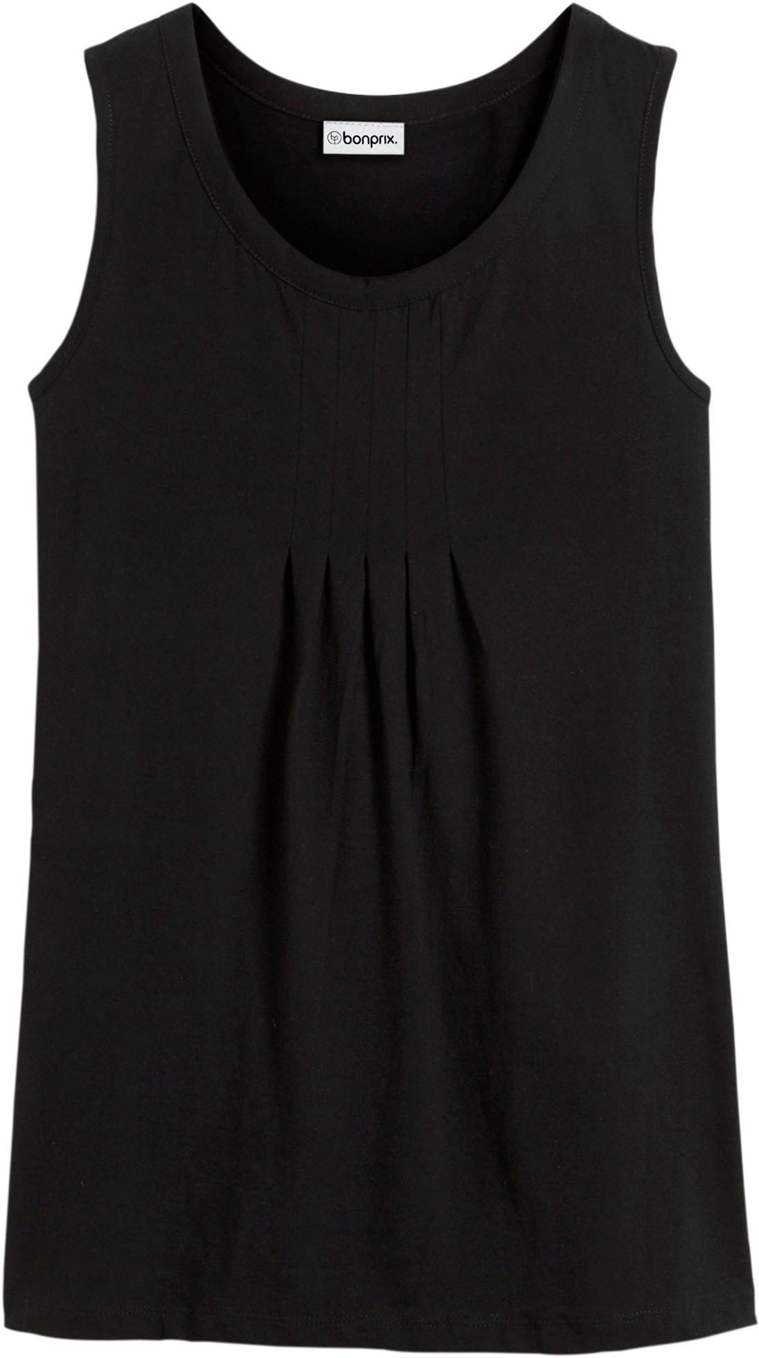 bonprix Top long »Long-Top« mit elegantem Faltendetail, lockere Passform, ärmellos